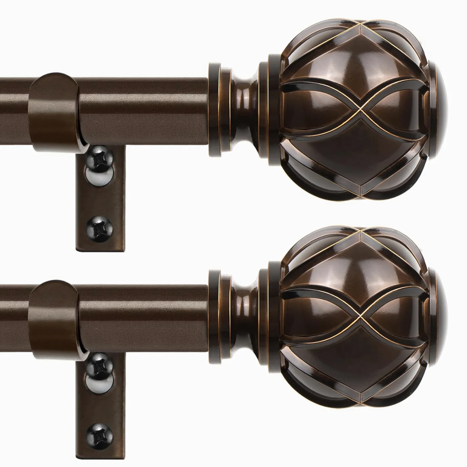 HOTOZON Lot de 2 tringles à rideaux simples de 167 à 304 cm pour fenêtres, tringle à rideaux simple de 1,9 cm avec embouts en filet, bronze antique