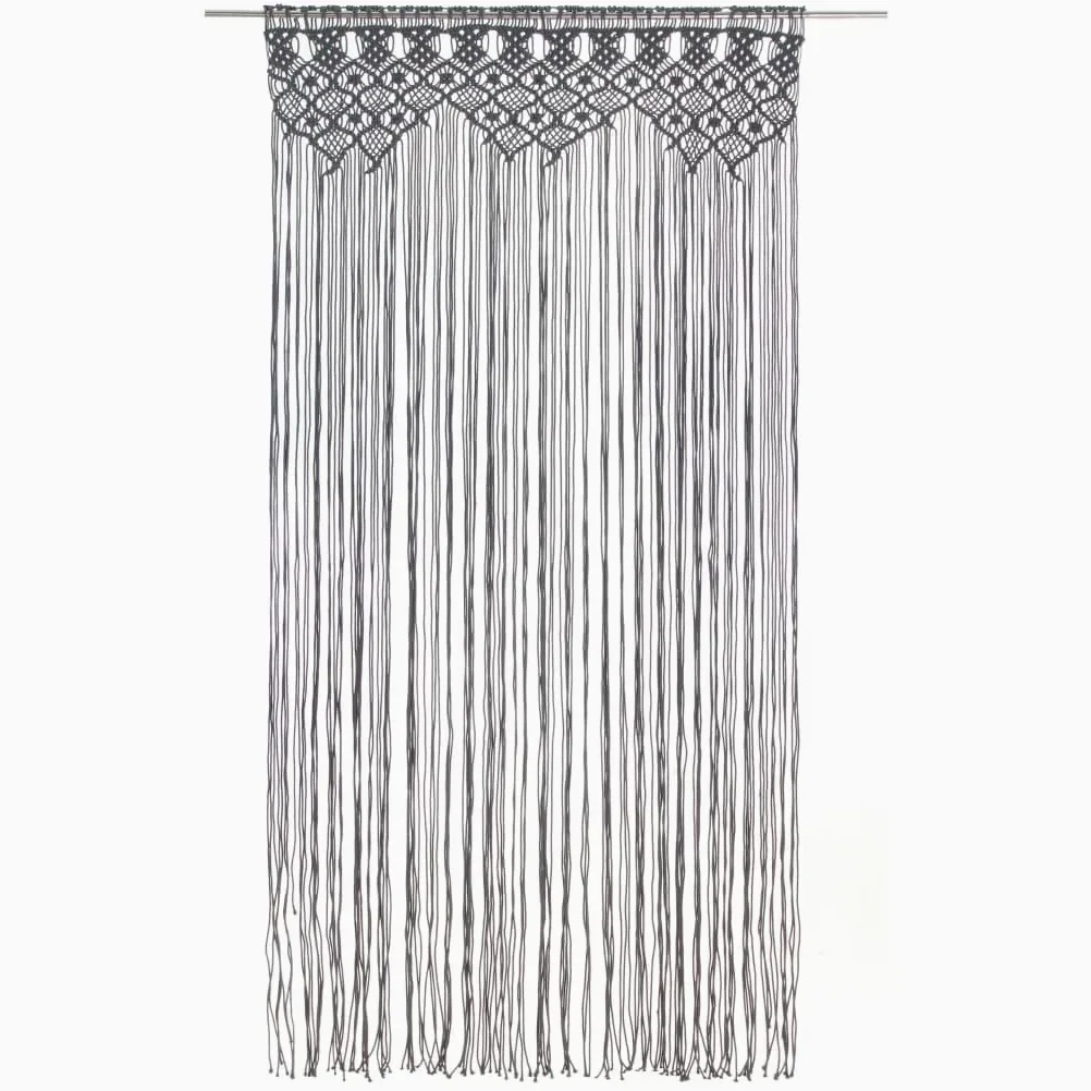 Rideau en macramé Anthracite 140x240 cm Coton Salon B | Thermique Isolant Lumiere et Anti Chaleur Rideau Fenêtre pour Chambre et Intérieur