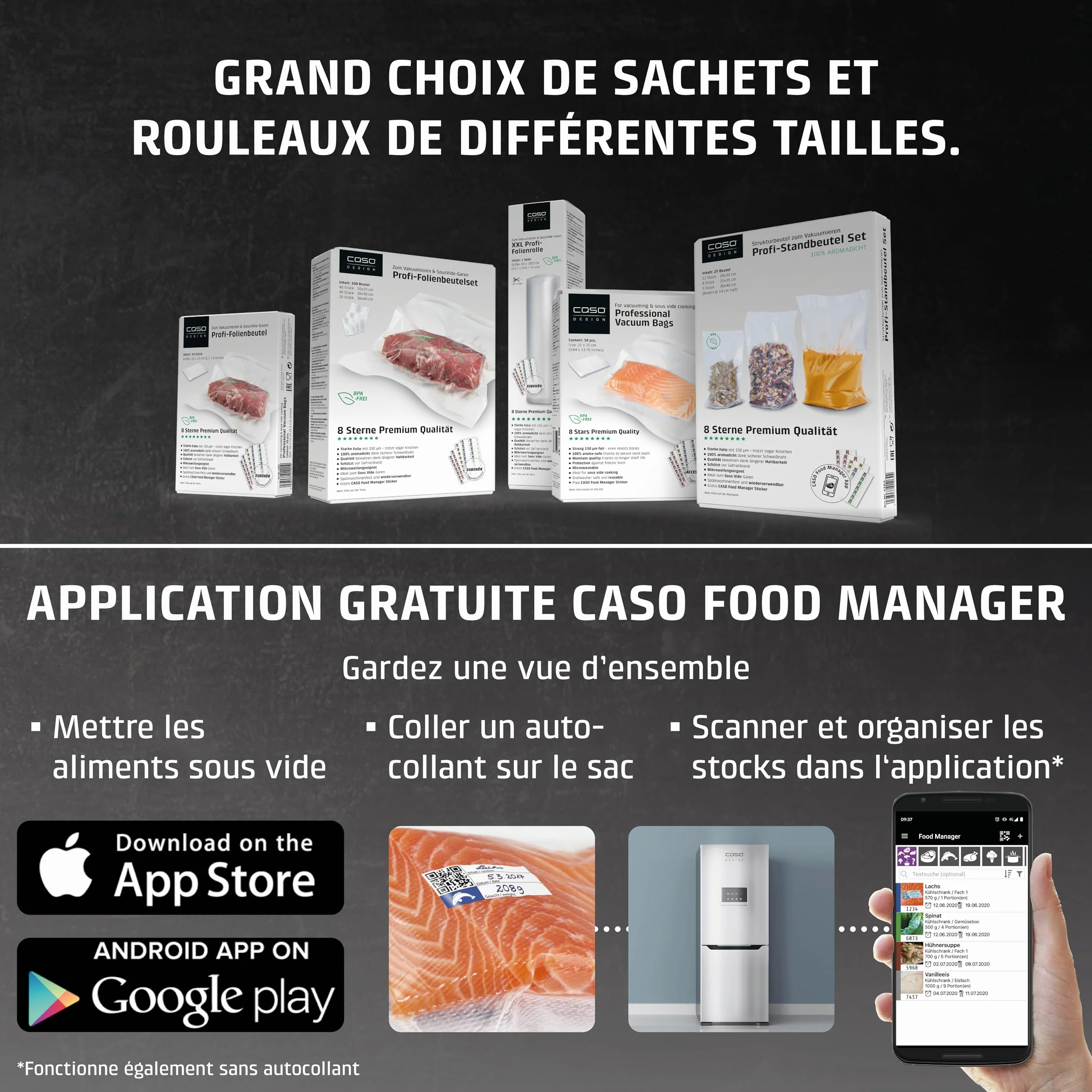 CASO VC 10 machine sous vide alimentaire barre de soudure 30 cm argenté