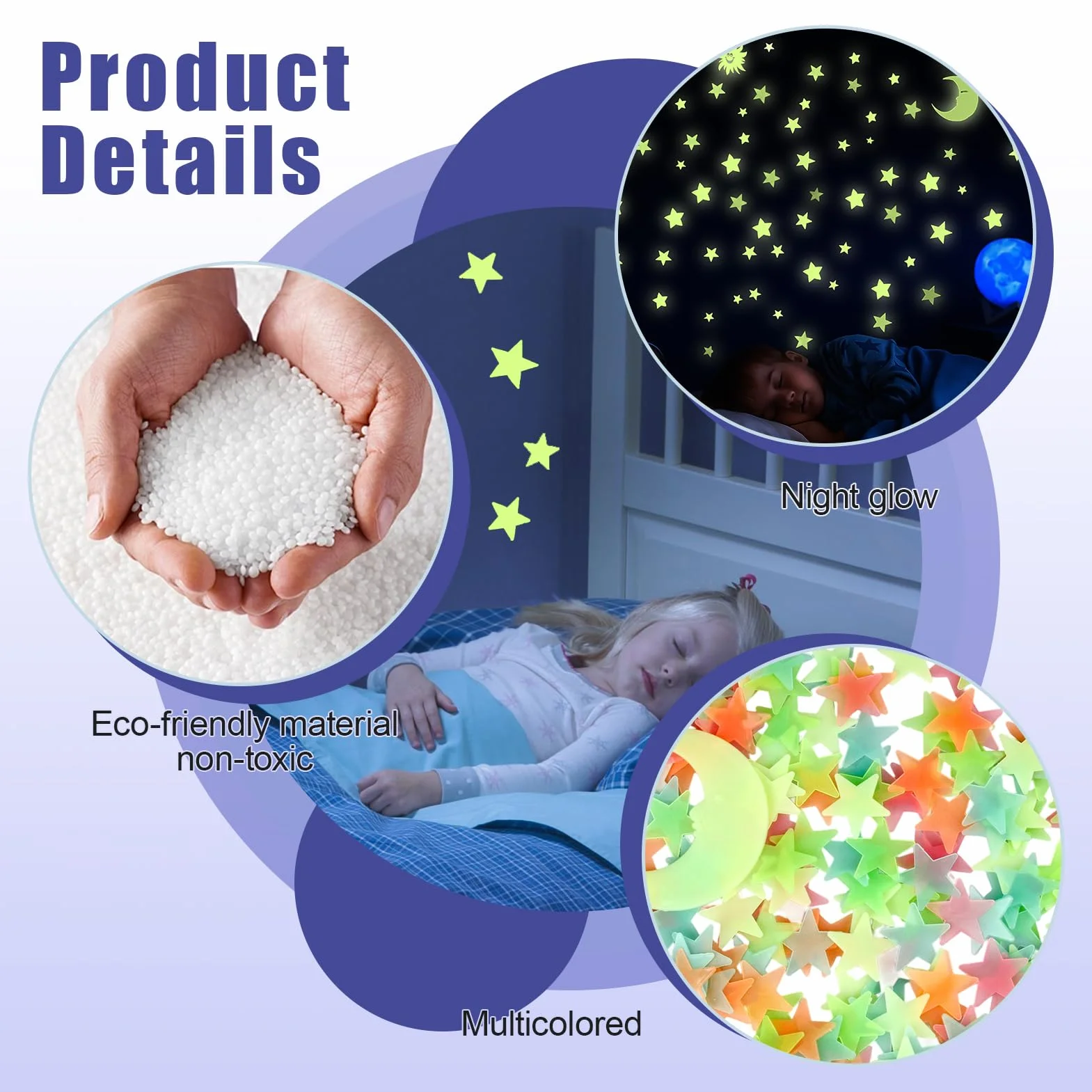 Ruvan 207 Pièces Étoiles Phosphorescentes Plafond, Autocollantes Fluorescentes Chambre Enfant