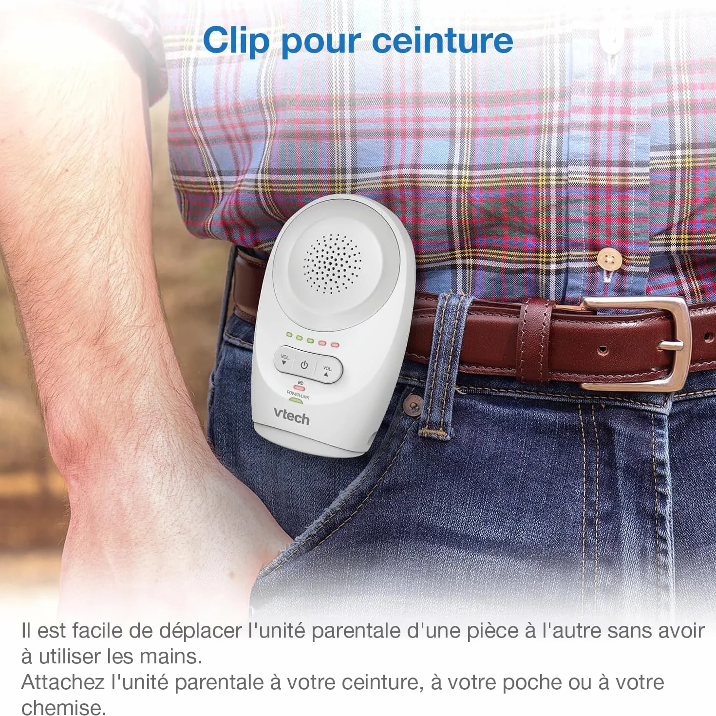 VTech DM1111 Babyphone Audio Numérique DECT avec Affichage du Niveau de Bruit et Clip Ceinture