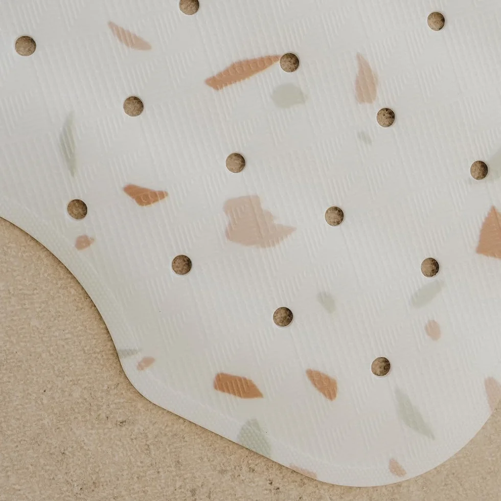 Tapis de Baignoire Bébé Antidérapant 100x40 cm Motif Terrazzo sans BPA Lavable en Machine Anti-moisissure Ventouses