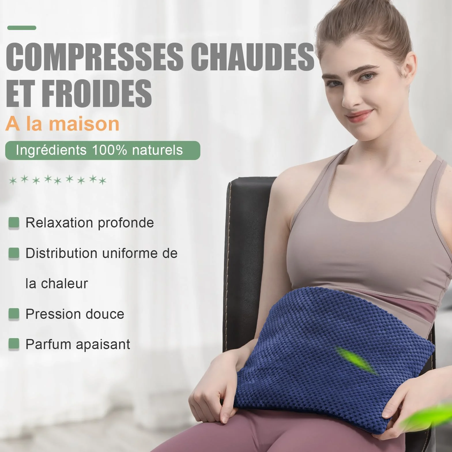 Coussin Chauffant Micro Onde Bouillotte Graine Lin Noyaux Cerises 38x23cm 840g
