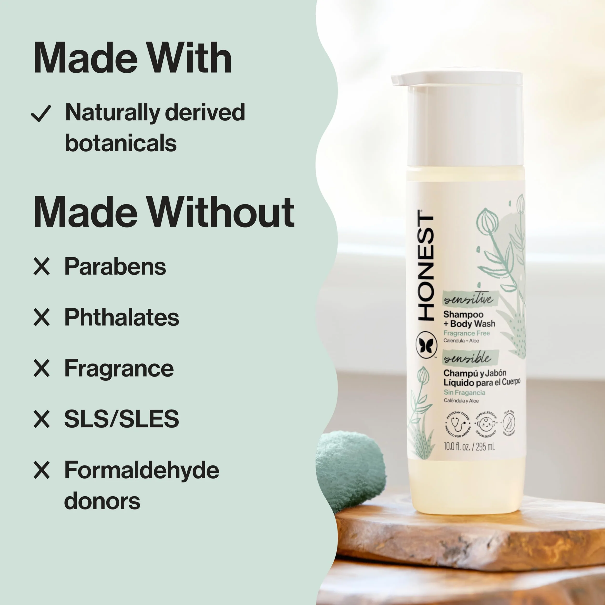 Honest Purely Sensitive Shampoo And Body Wash Fragrance Free For Kids 10 oz