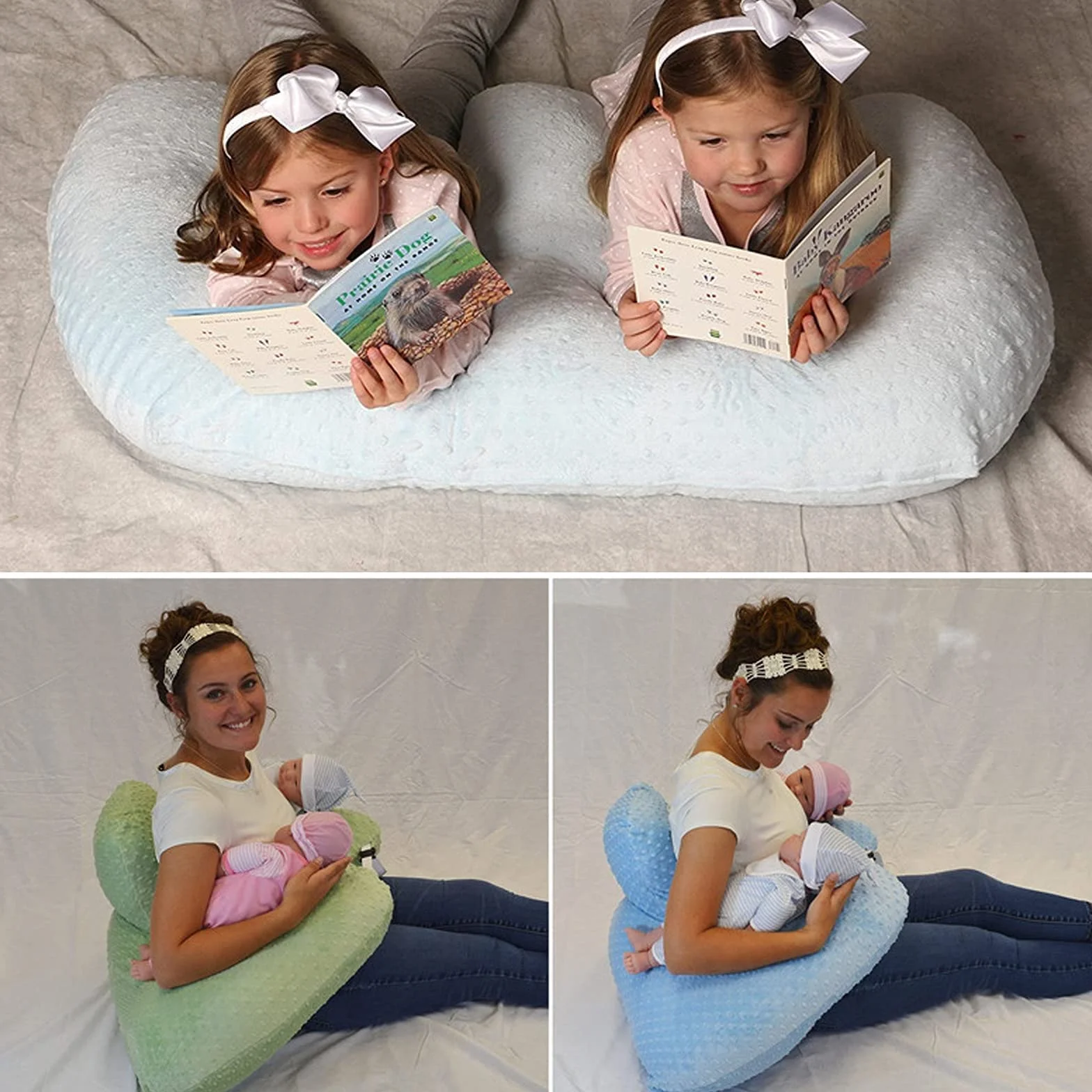 Coussin d'allaitement multifonction pour jumeaux, lavable en machine, coton, rose