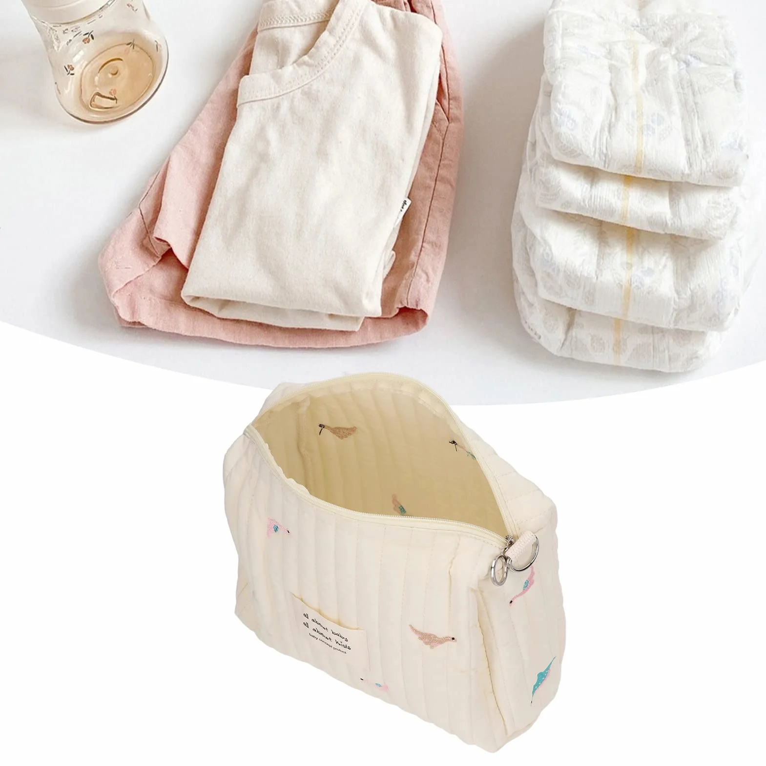 Pochette pour Biberon à Langer Trousse de Toilette à Fermeture éclair Rangement Portable Bébé Voyage Dinosaure