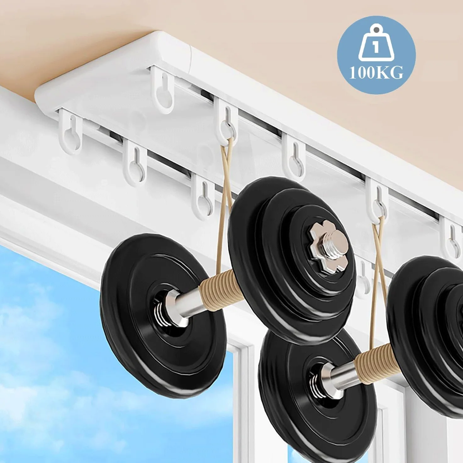 Rail de Rideau Double, Blanc Rail de Rideau de Plafond Silencieux, 1.5m/4.92ft Rail de Rideau Caché Robuste Personnalisable, Adapté au Kit de Rail de Plafond de Séparation de Salle de Bain