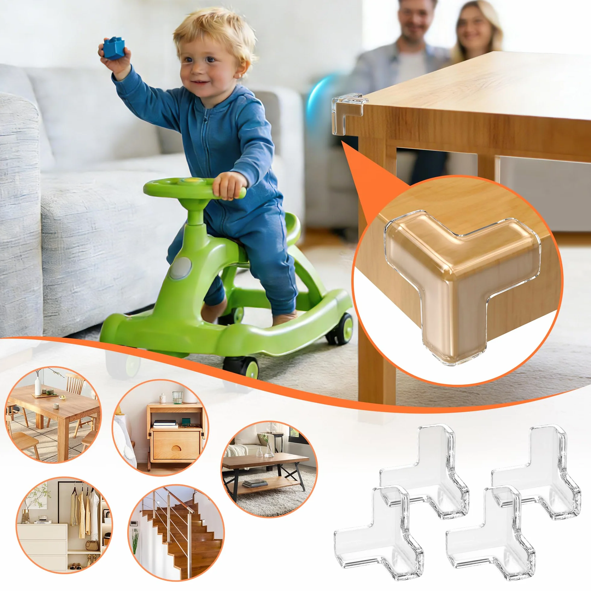 Elalove Protection Bébé Coins de Table Forme de T 3.3x3.3x3.3 cm