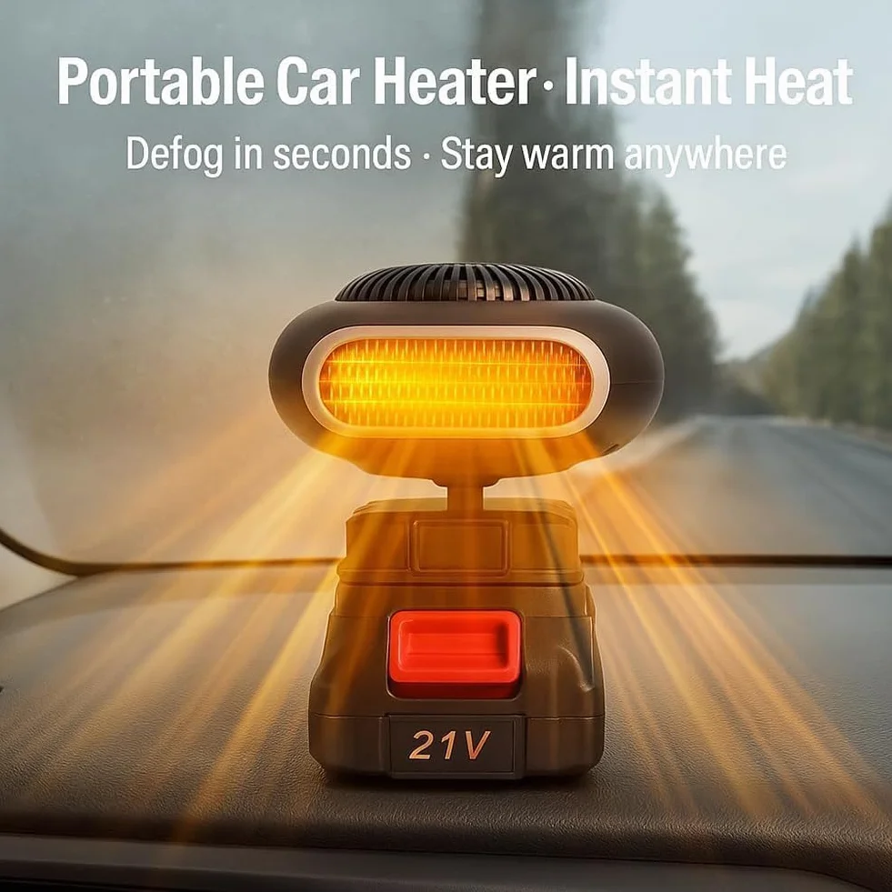Battery Powered Car Heater, 2026 Portable Wireless Heater for Office, Indoor (15 Cells, 2 Batteries)