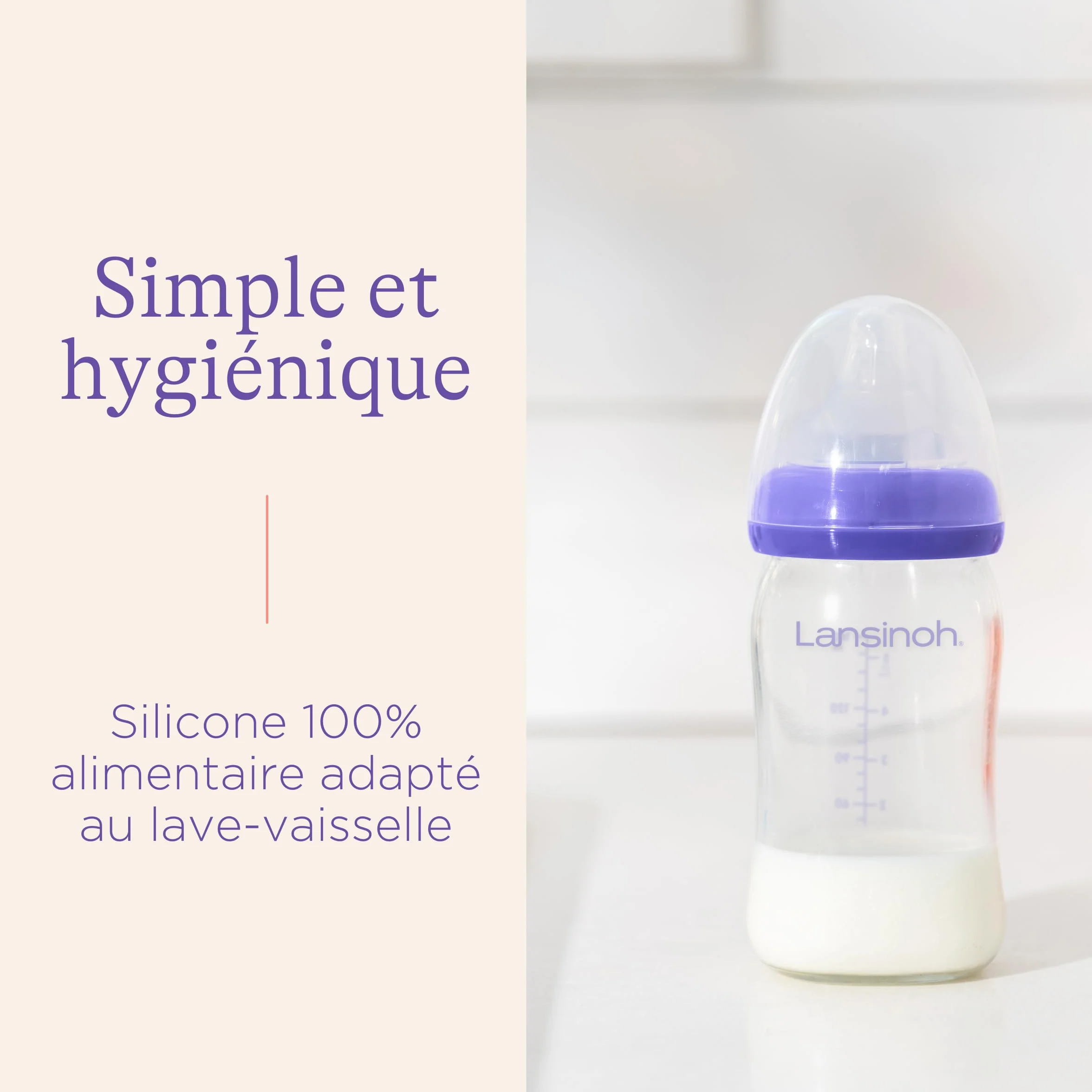 Lansinoh Biberon Verre NaturalWave® 160 ml Tétine Souple Anti-Colique Sans BPA