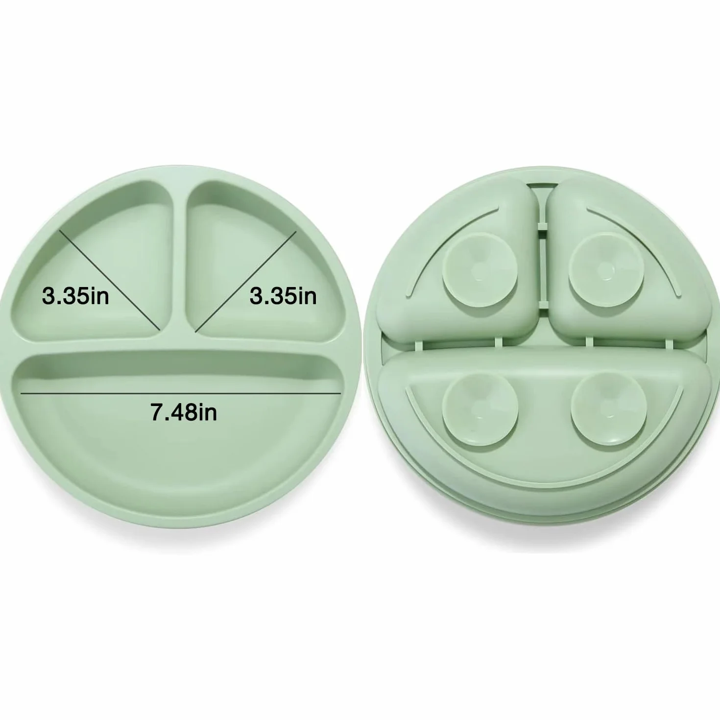 PandaEar Assiettes divisées en silicone incassable pour bébé - Lot de 3 - Antidérapantes - Passe au lave-vaisselle et micro-ondes