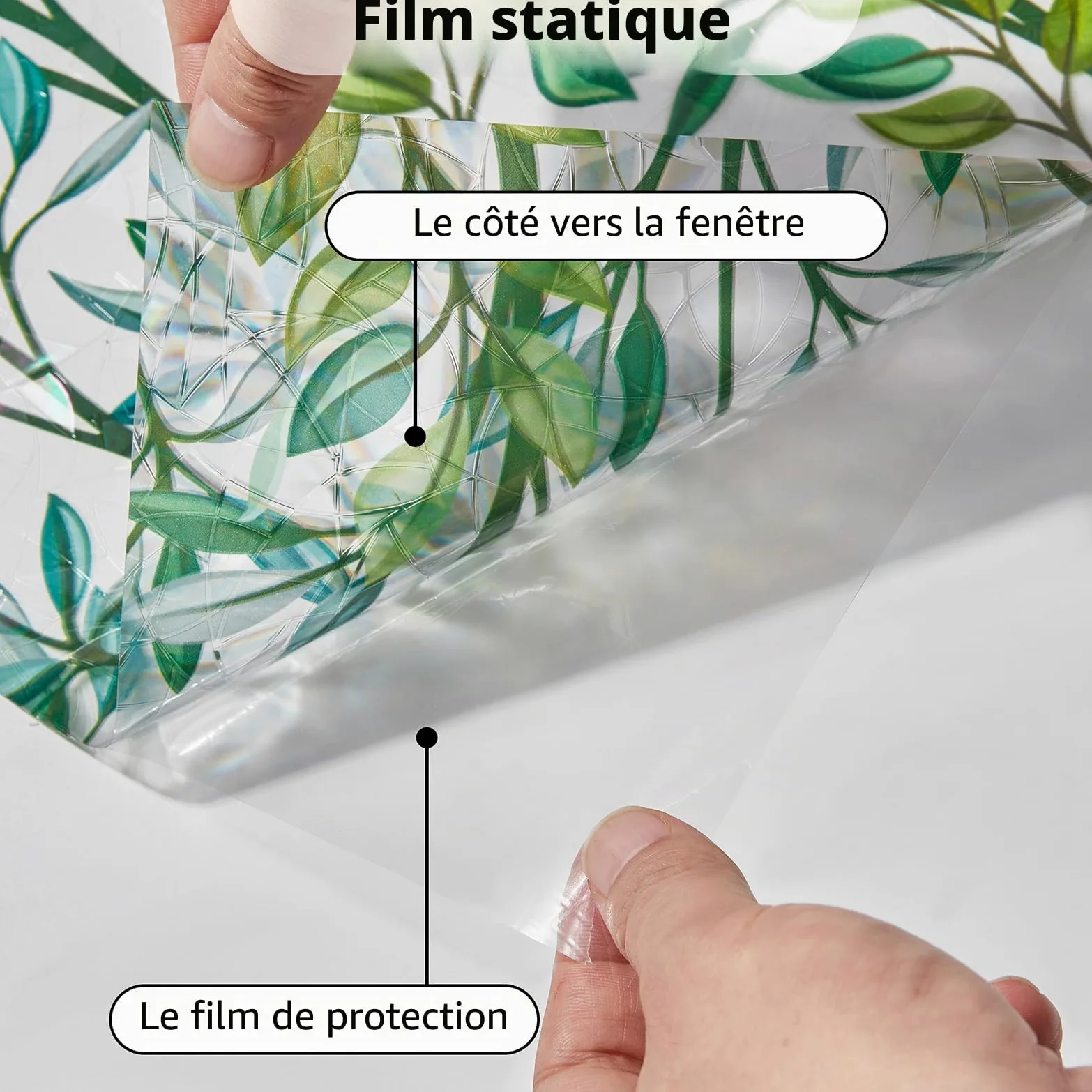 NINETREXFilm d'écran d'intimité pour fenêtre, Film décoratif 3D pour fenêtre, Film de Protection Solaire pour Porte vitrée, Couverture de fenêtre de décoration de Maison Non adhésive,90x400cm