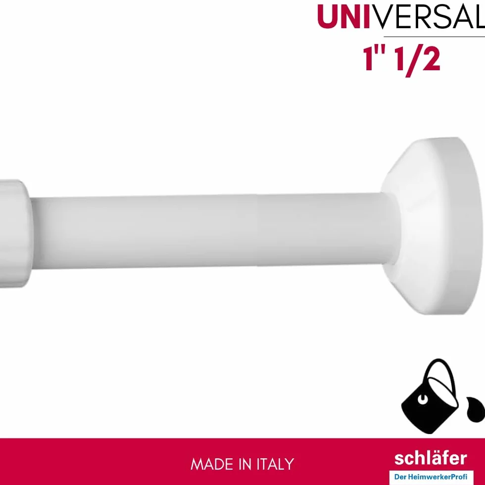 Siphon universel pour éviers 1"1/2 avec prise machine à laver vaisselle, diamètre 40 mm, réglable en hauteur, blanc