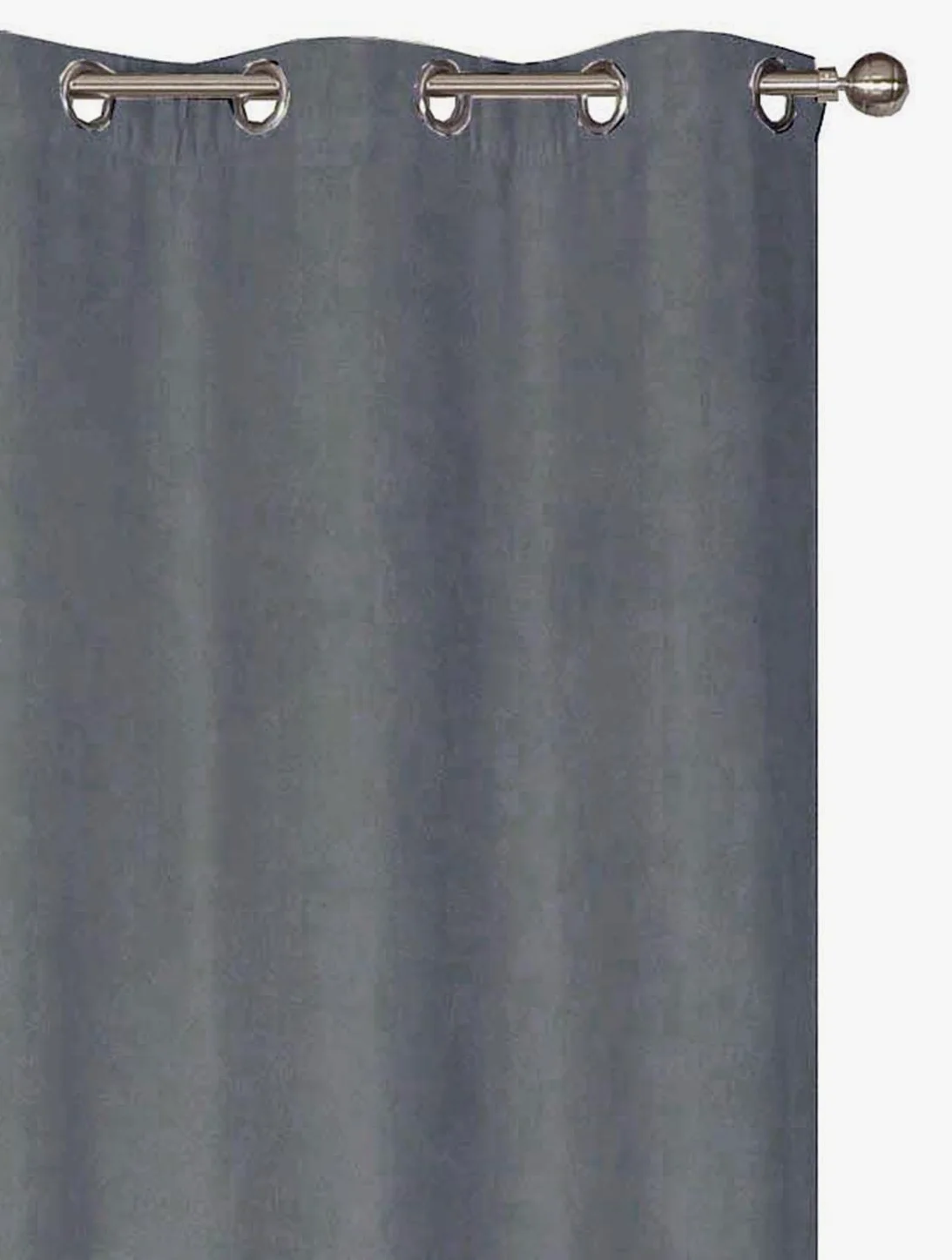 Atout Ciel Rideau occultant Thermique Velours frappé doublé Polaire à œillets 140x240cm prêt a Poser, Gris