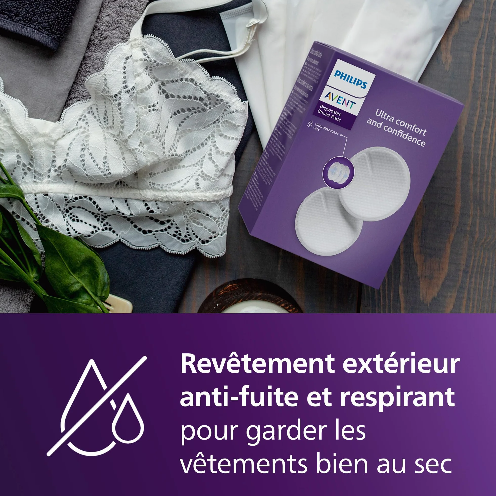 Philips Avent Coussinets d’allaitement jetables absorption triple épaisseur anti-fuites 24 pièces SCF254/24