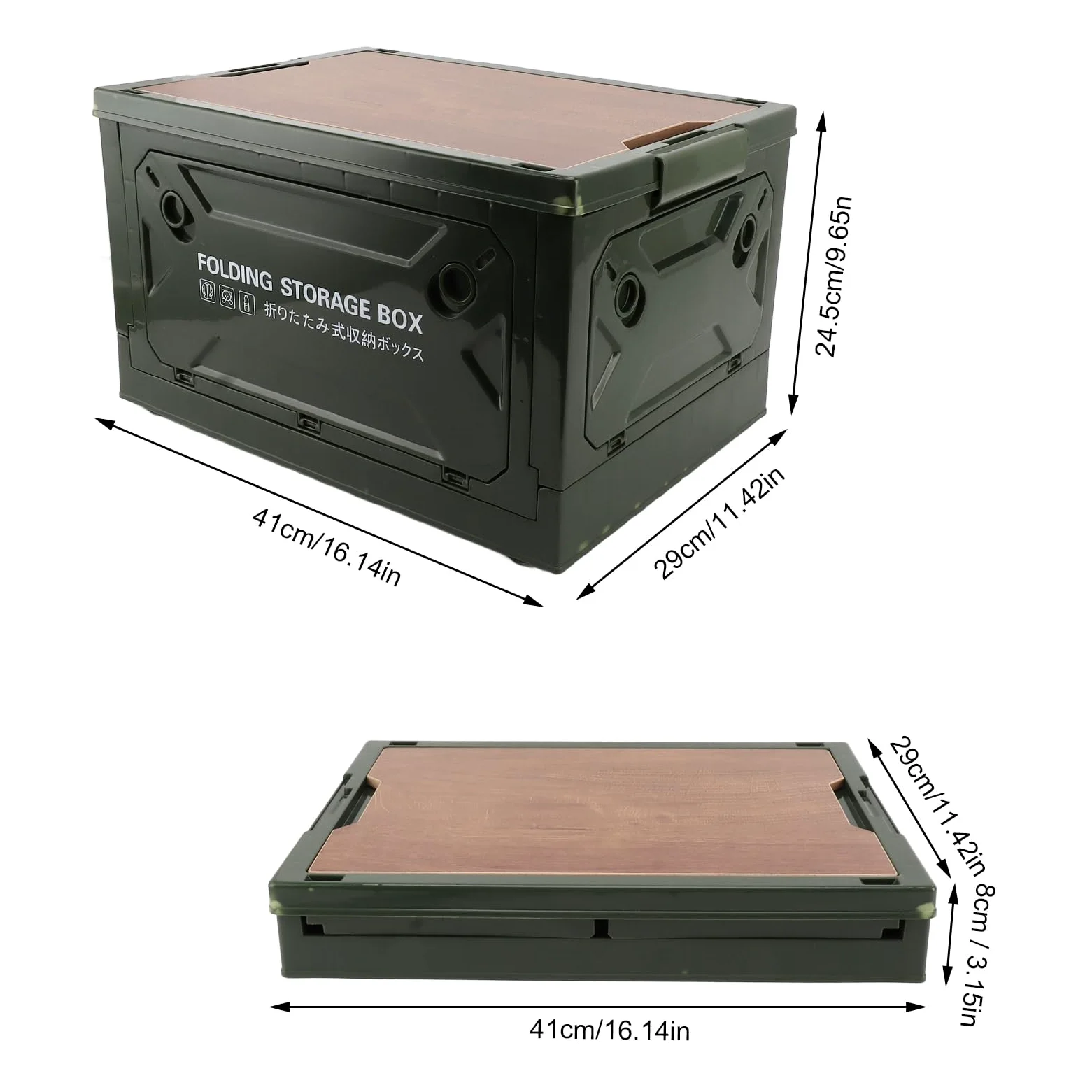 Boîte de Rangement de Camping Pliable, Bacs de Rangement Empilables avec Couvercle, Conception à Poulie, étanche, Ouverture sur 5 Côtés, Bacs de Rangement Pliants de Camping pour Voiture et(Vert)