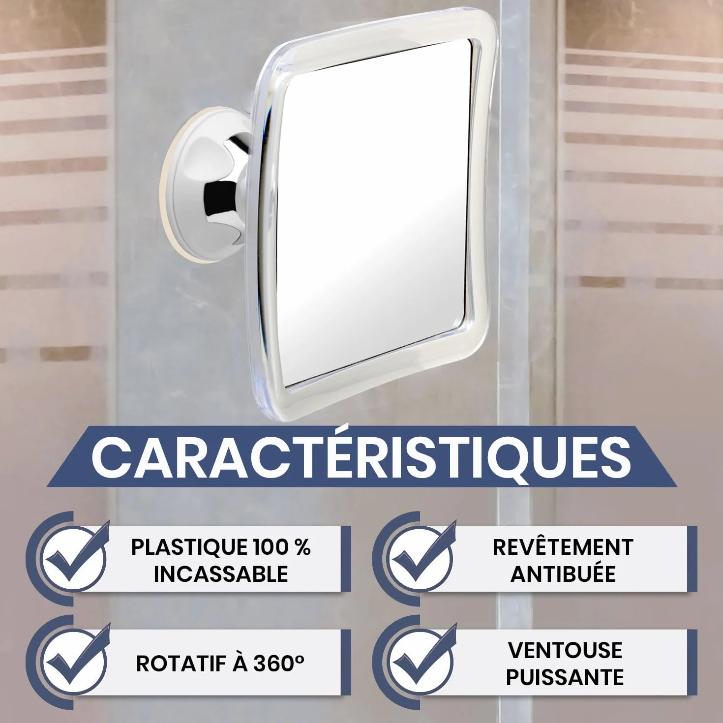 Mirrorvana Miroir de Douche Anti buée 16 cm x 16 cm