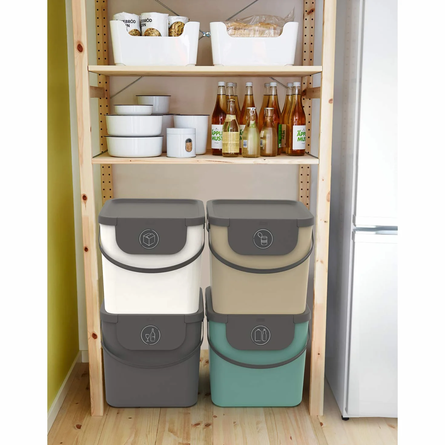 Rotho Albula Jeu de 2 systèmes de tri des déchets 40l Plastique sans BPA anthracite bleu
