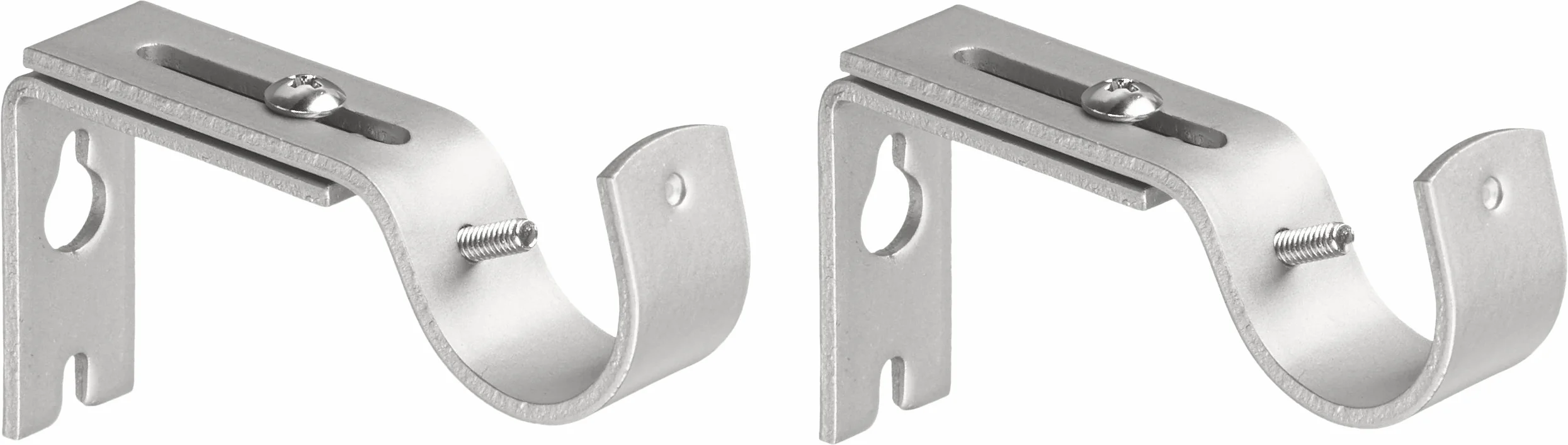 Amazon Basics Crochets Muraux Robustes et Réglables Pour Tringle de 2,5cm, Lot de 2, Nickel Argenté