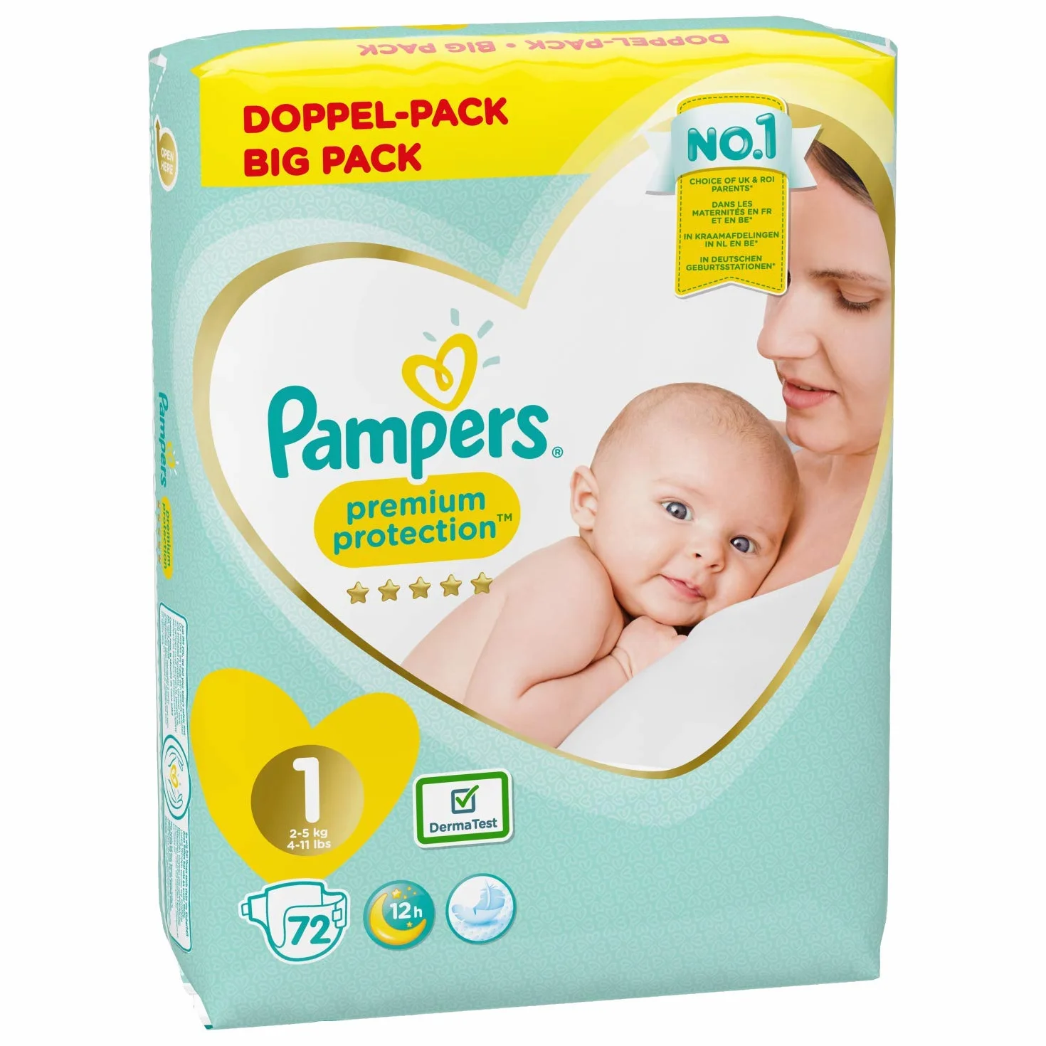 Pampers Protection Premium Taille 1 Couches 72 sztuk 2-5 kg