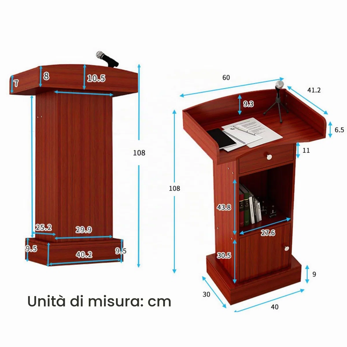 Podium de table haute pour pupitre d'église, comptoir, caisse enregistreuse avec étagères et étagères - Idéal pour les mariages, les conférences, les bureaux, les bars et les événements.