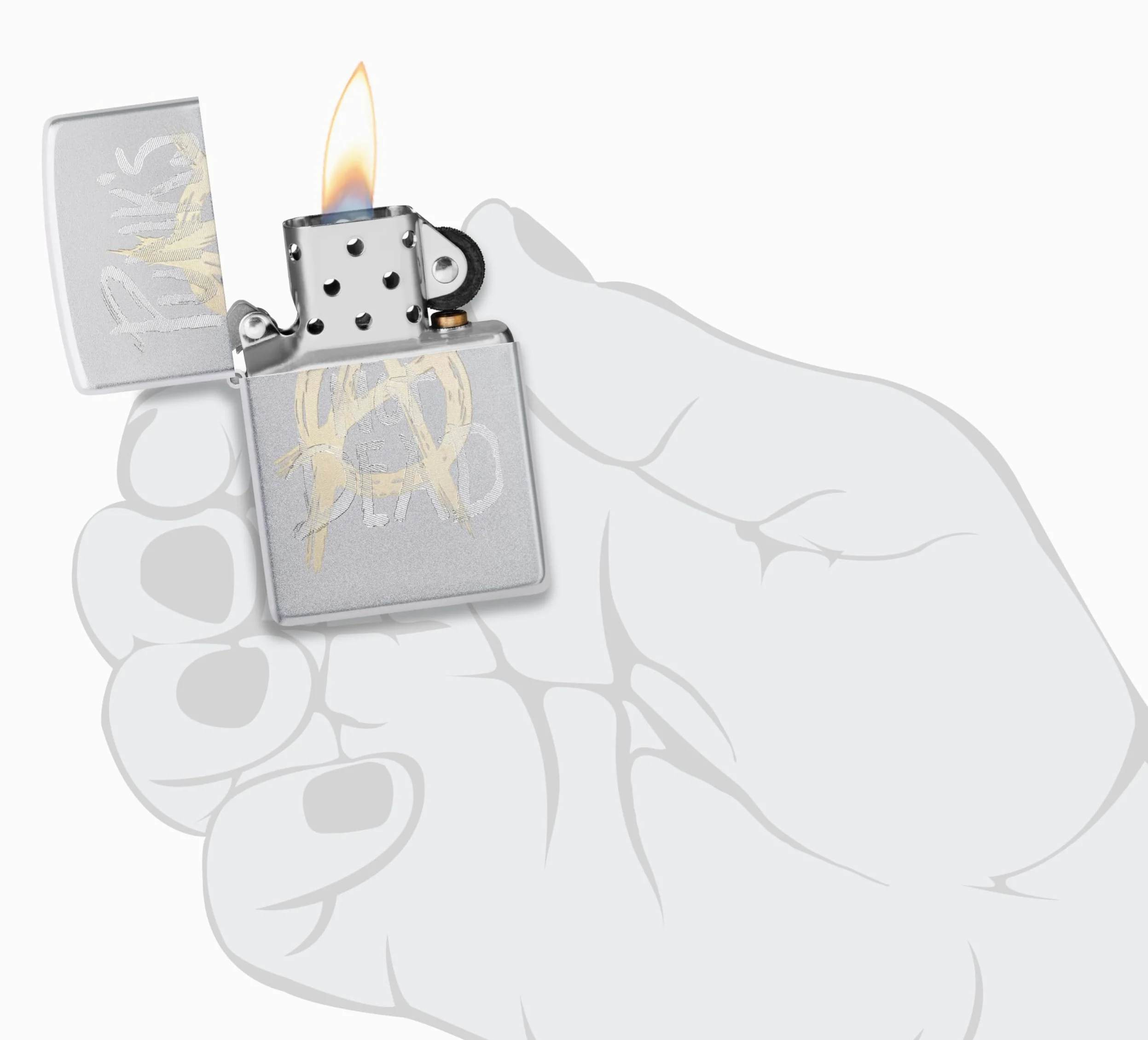 Zippo Briquet Tempête - Punk's Not Dead - Chrome Satiné, Gravure Laser - Rechargeable - Réutilisable - Design Coupe-Vent - Coffret Cadeau Fabriqué aux États-Unis