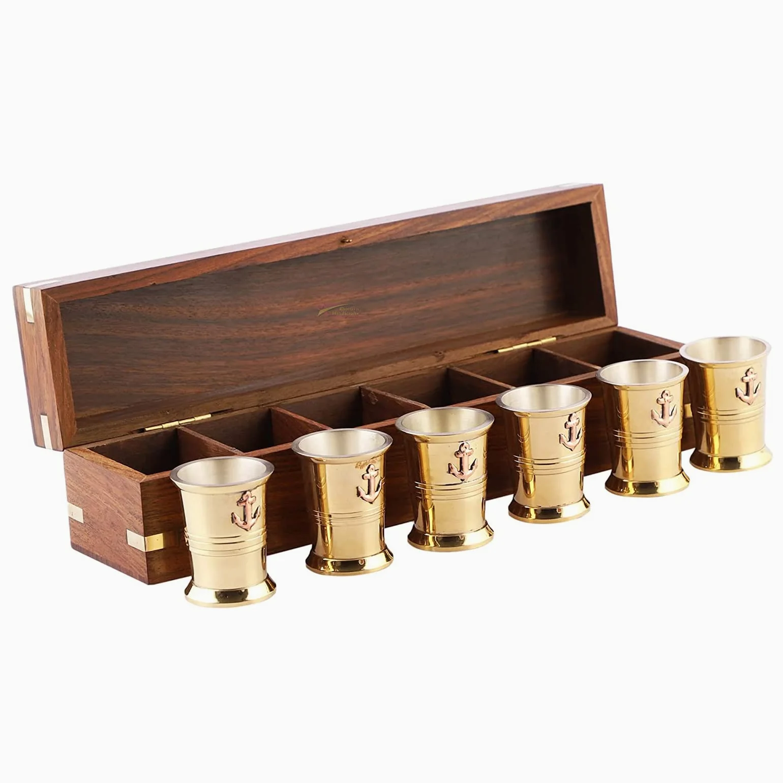 6 verres à shot avec étui en palissandre Compartiments Accessoires de rangement de bar en bois Idées cadeaux pour hommes Vaisselle