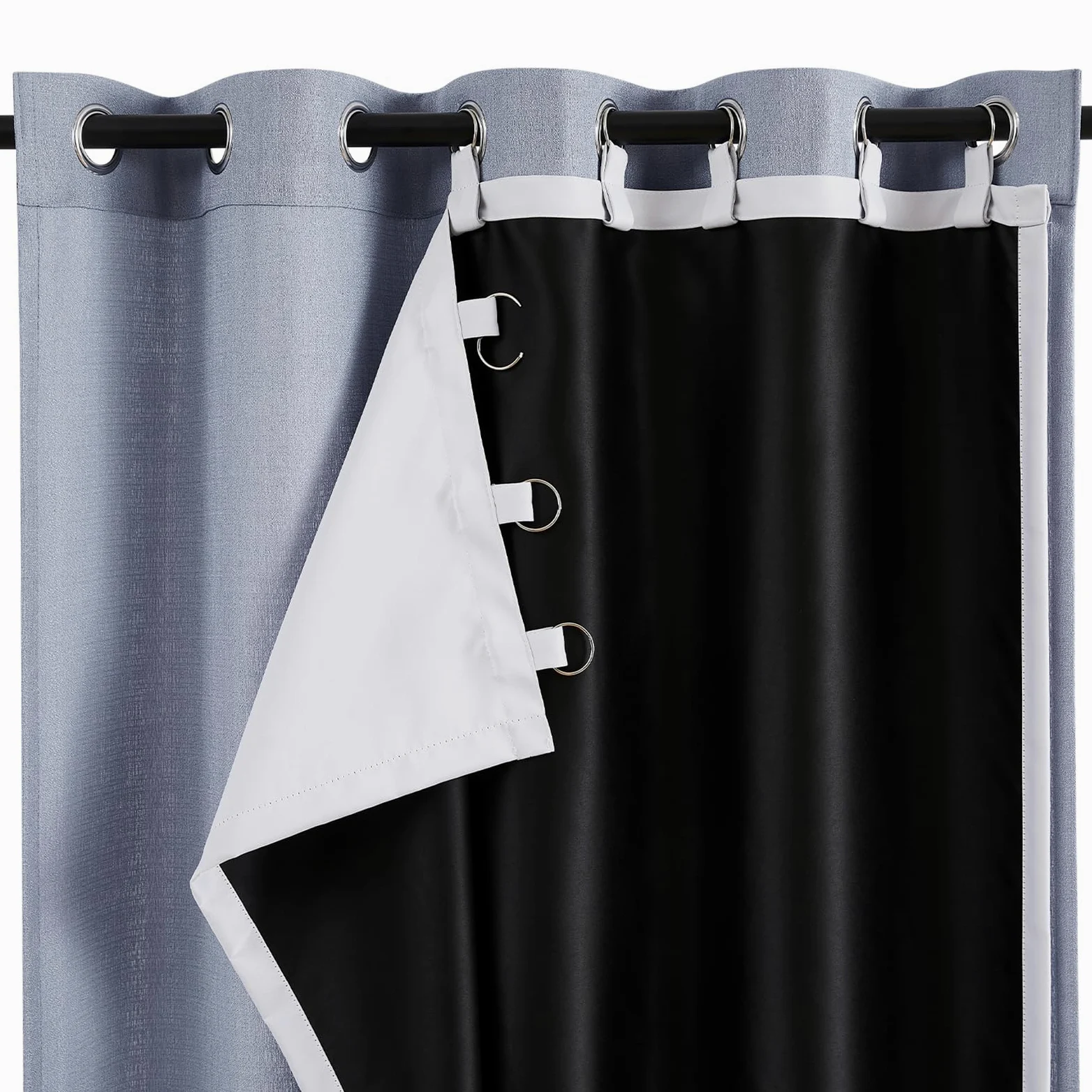 Melodieux Doublure de Rideau 100% Occultant pour Rideaux de 96 Pouces de Long, Doublure Occultante à Isolation Thermique pour Draps Transparents, Blanc Cassé/Noir, 101,6 x 233,7 cm, 2 Panneaux