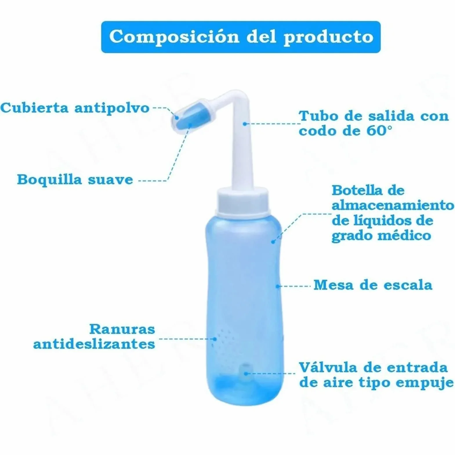 Kit de Rinçage Nasal Neti Pot 300 ml Qualité Alimentaire pour Enfants Adultes
