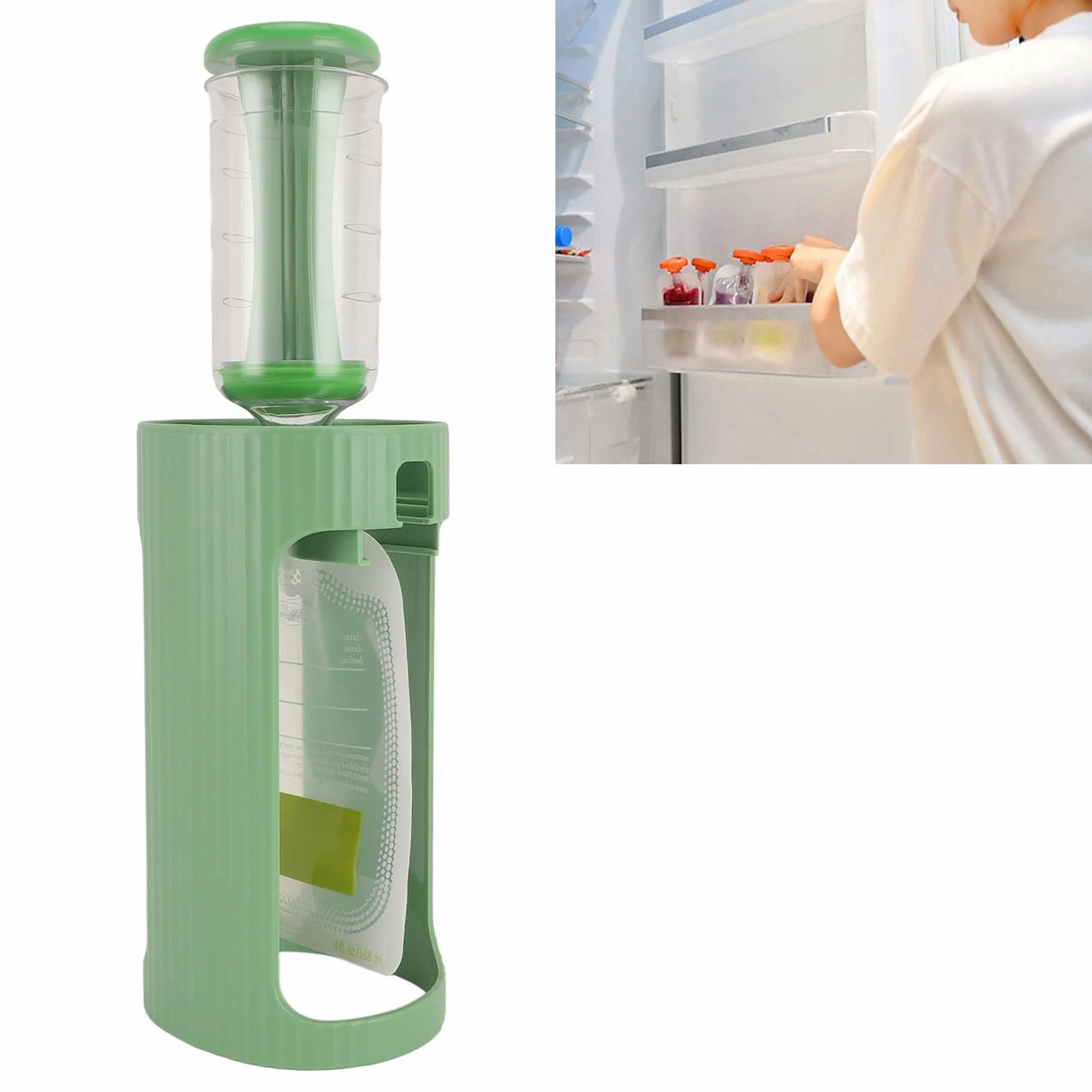 Station de Remplissage de Purée Fruits, étui en Plastique qualité Aliments pour Voyager (GREEN)