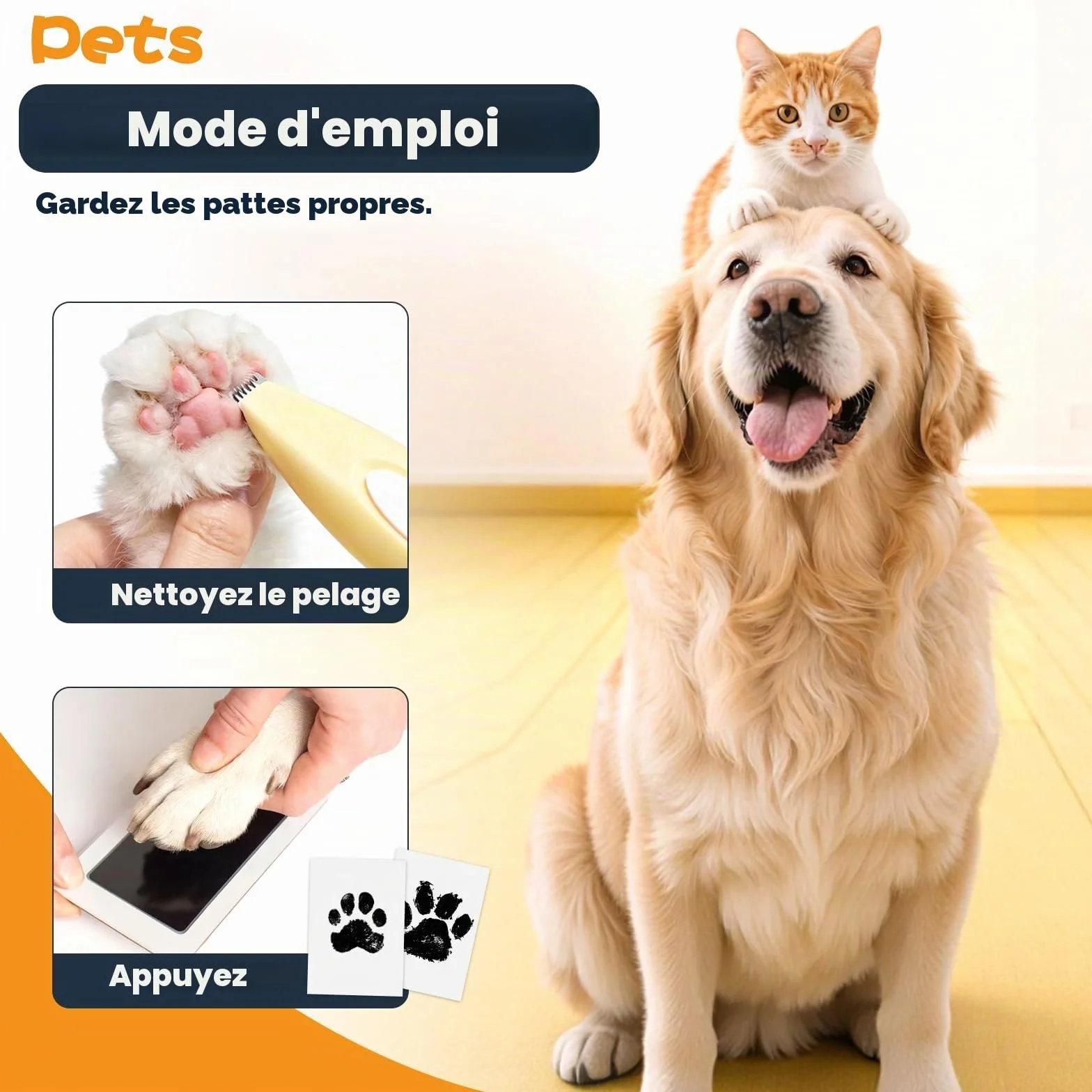Kit Empreinte Bébé Main Pied 4 Pièces, Encre Empreinte Animaux Noir