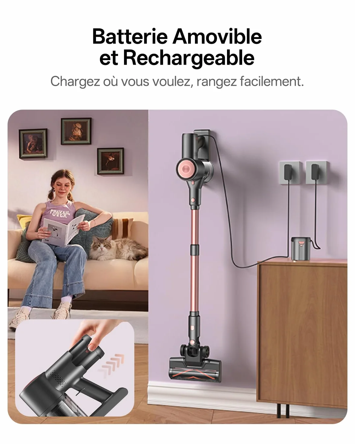 Vexilar V10 Pro Aspirateur Balai sans Fil 50KPa 450W 50 Mins Brosse Anti-Emmêlement