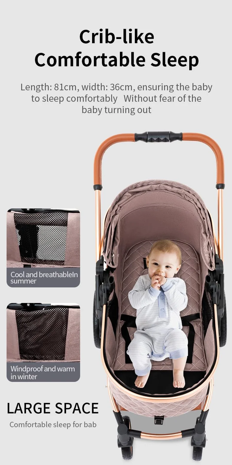 YAZOCO Poussette 3 en 1 Pliable Bebe Confort Moustiquaire Couvre-Pieds Porte-Gobelet Coussin