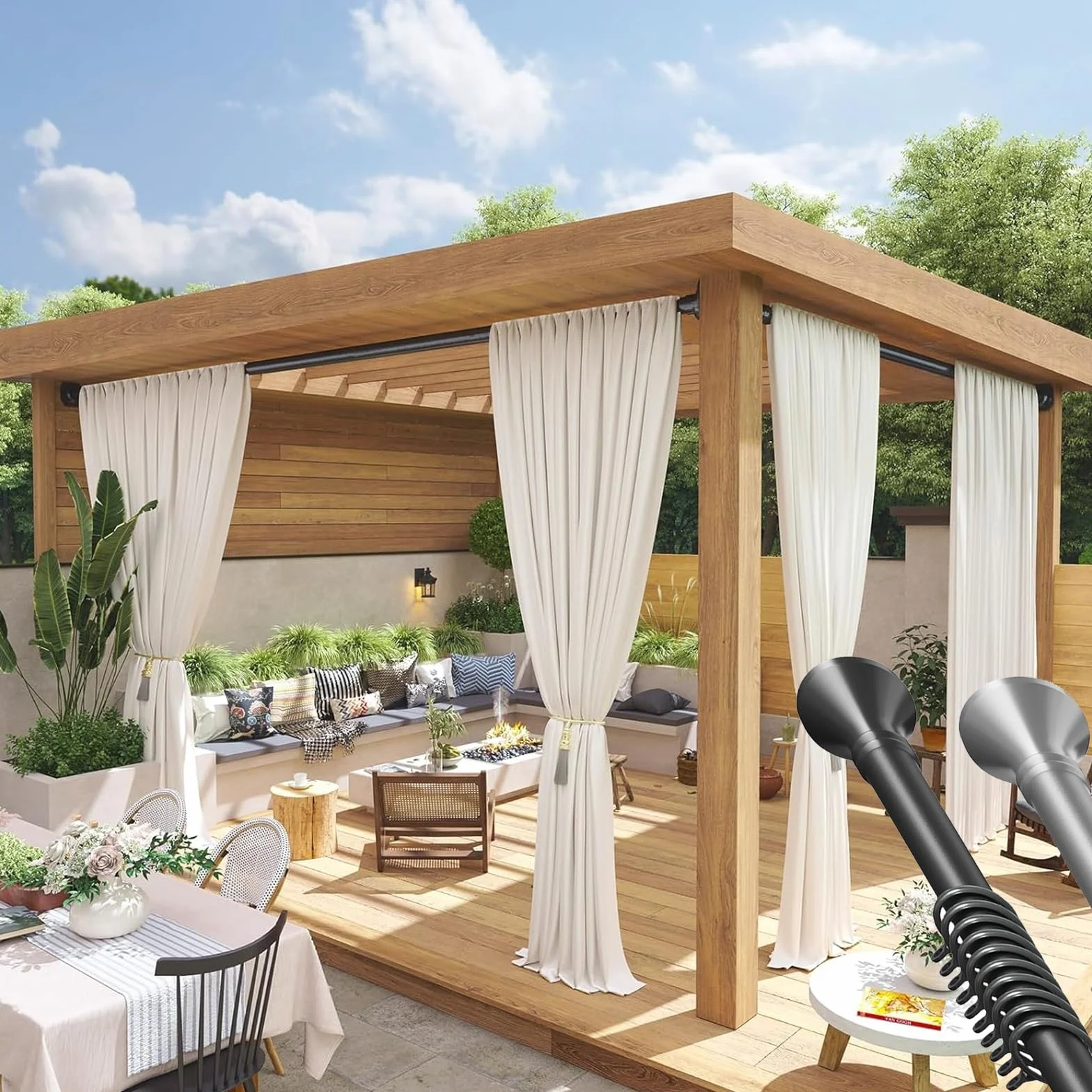 Tringle à rideaux extensible réglable de 200 à 500 cm, pour rideaux de douche et voilage, tringles à rideaux télescopiques en gris (110-190 cm) – Solution polyvalente et peu encombrante