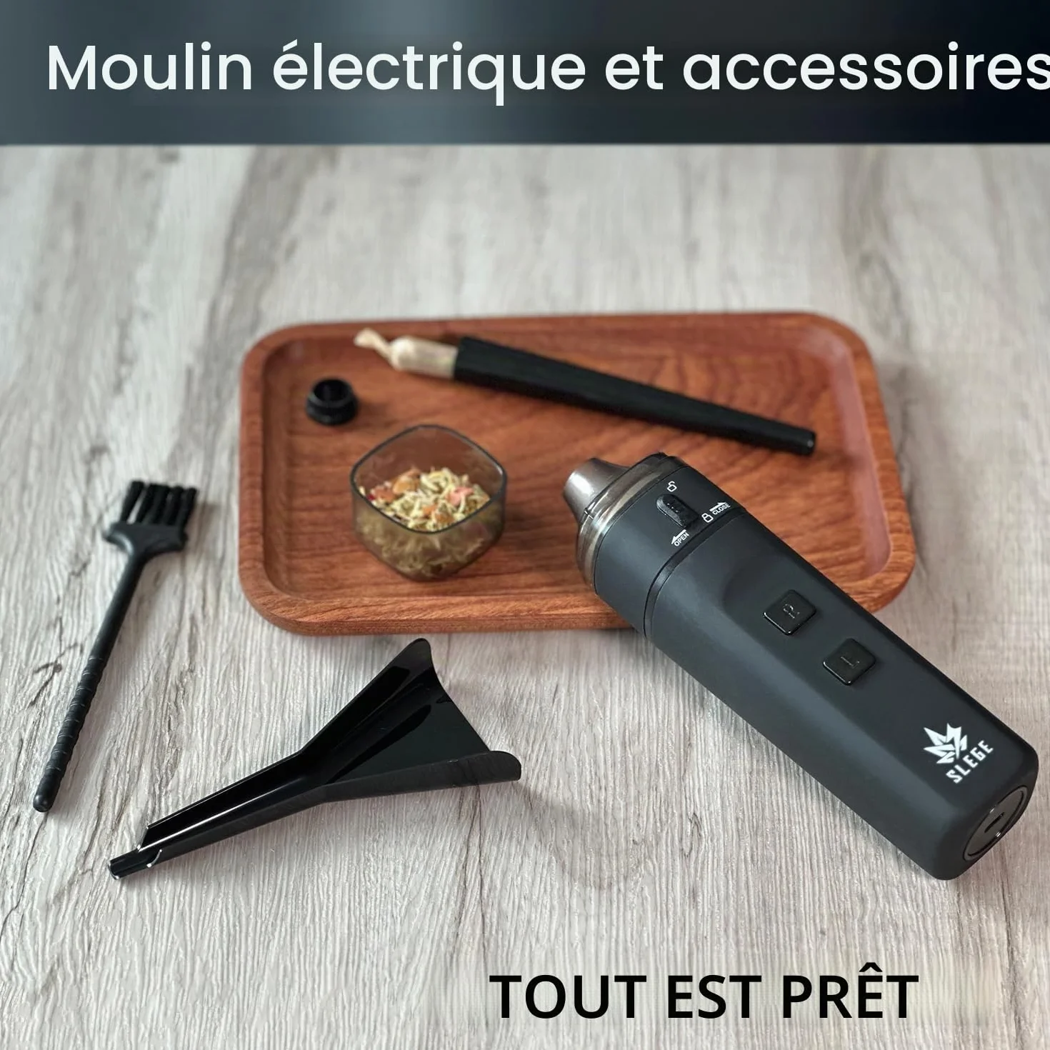 Grinder électrique à épices, broyeur portable 7 Nm, mouture rapide 1,5 g, USB (noir)