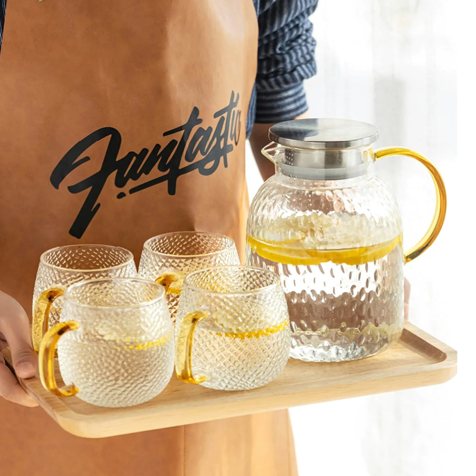 Pichet Pichet en Verre avec Couvercle pichet de thé glacé pichet pichet Chaud Eau Froide Eau thé thé café café Lait et jus de jus de Boisson Carafe Pichets