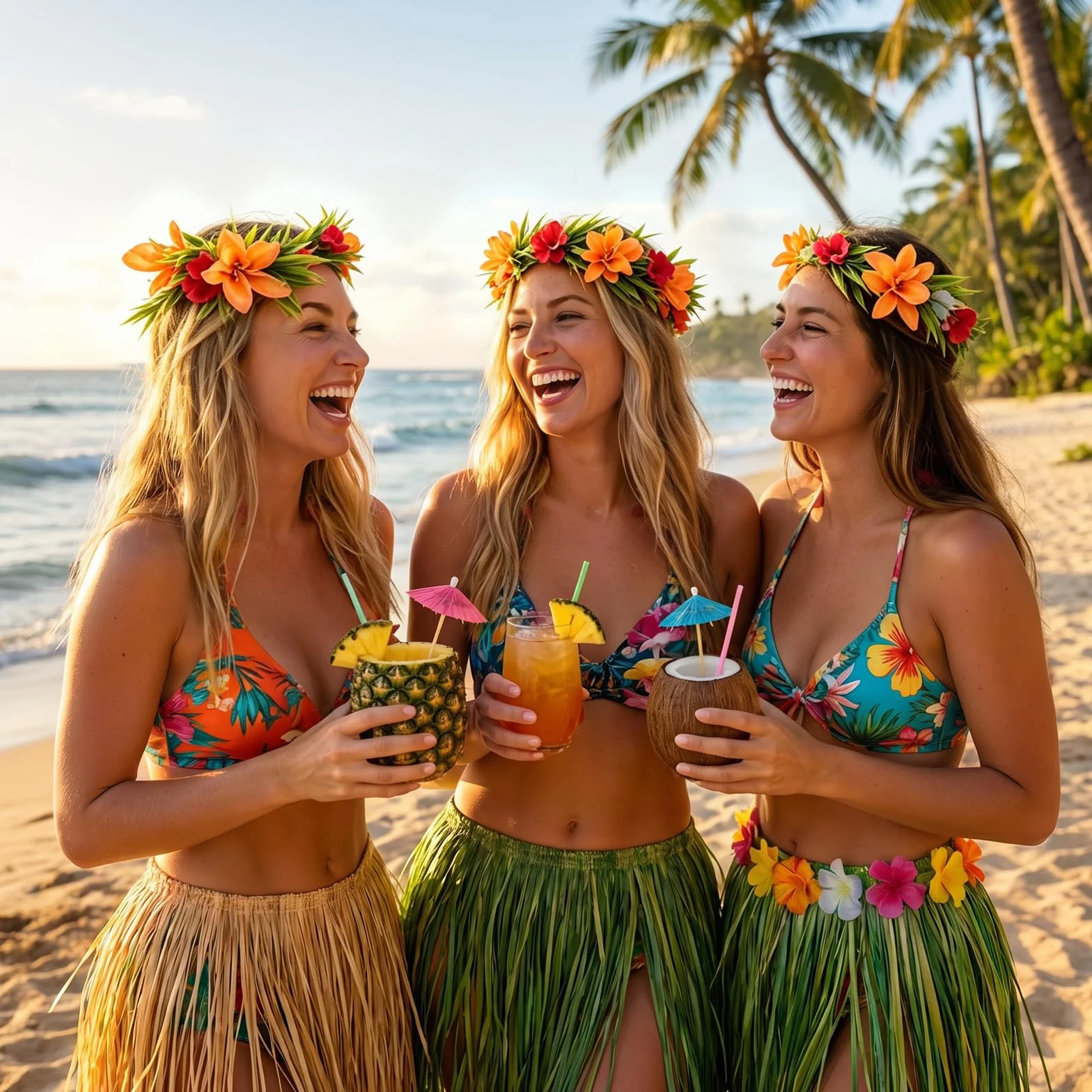 Couronne de Fleurs Hawaïen Tropicales Artificielles Lei Luau pour Filles et Femmes
