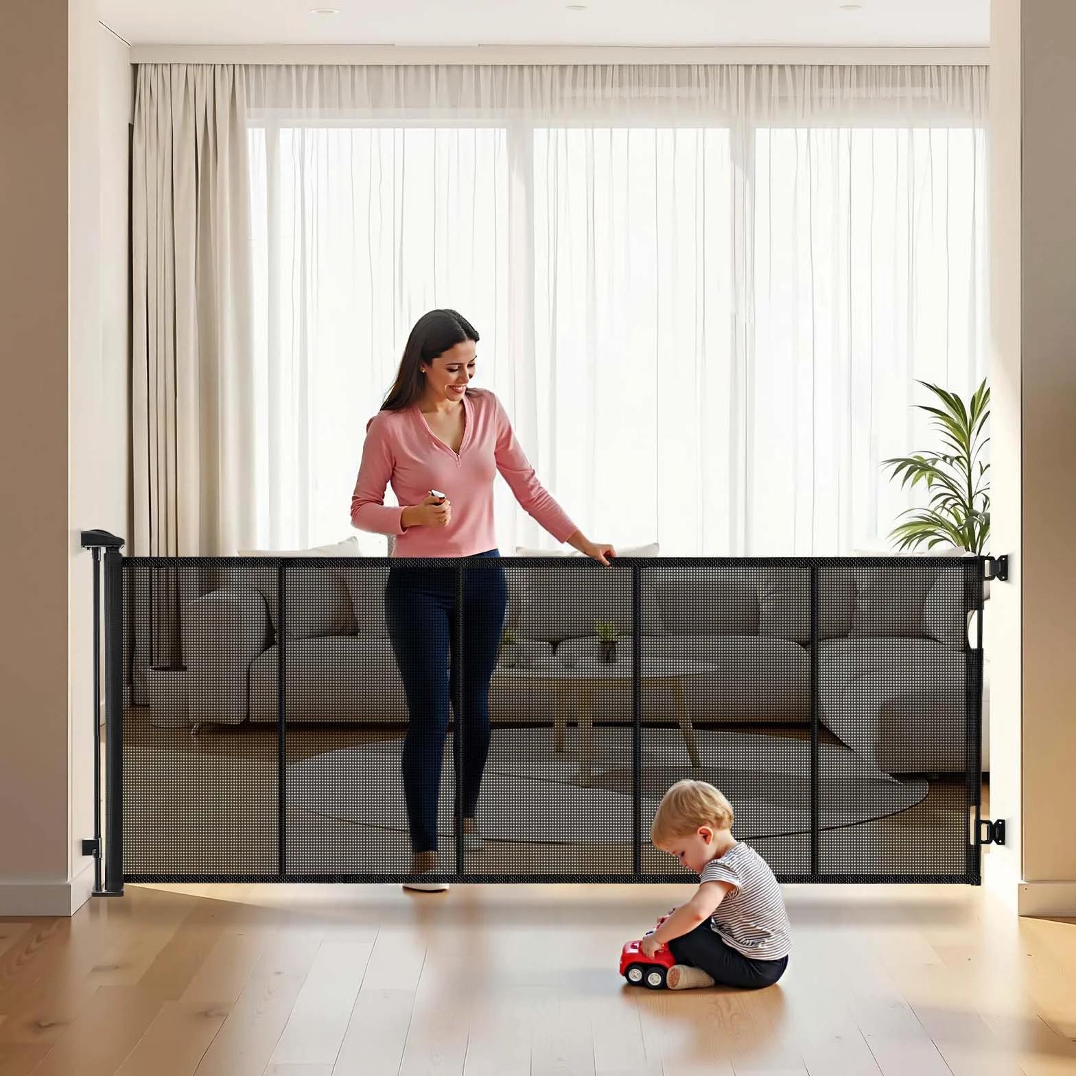 VEVOR Barrière de Sécurité Extensible 310 cm, Clôture Maille 79,5 cm, Barrière Rétractable Fibre de Verre, Noir