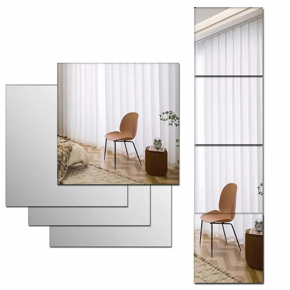 Miroirs adhésifs acrylique pleine longueur HD incassables 4 pièces pour mur