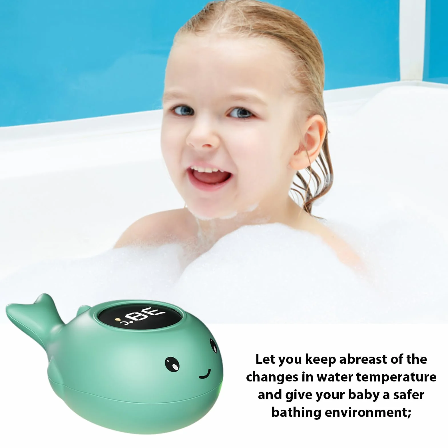 Thermomètre de Bain Numérique pour Bébé, Étanche avec Affichage LED