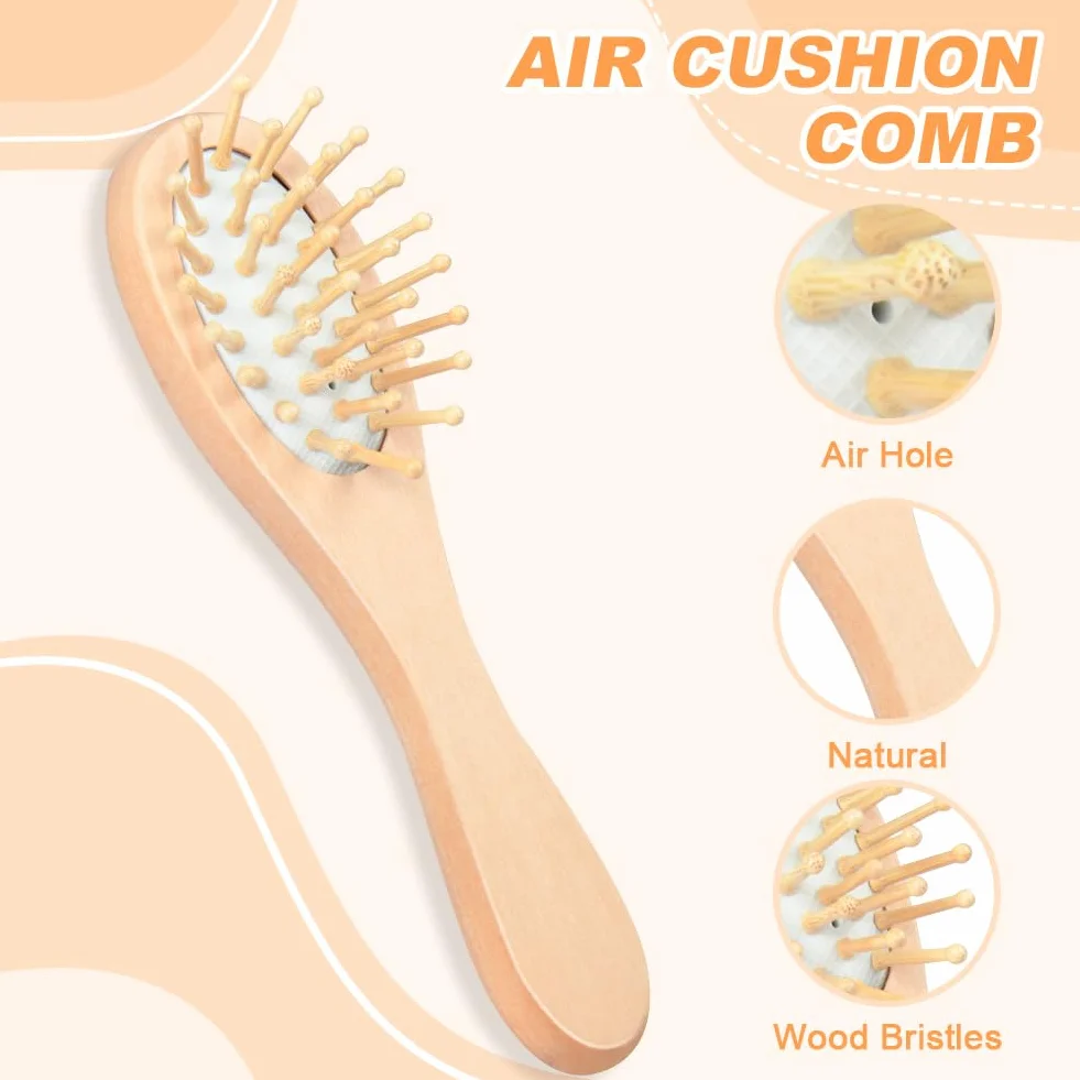 Brosse Cheveux Bébé en Bois 3pcs Poils de Chèvre Doux pour Enfant Nouveau-né