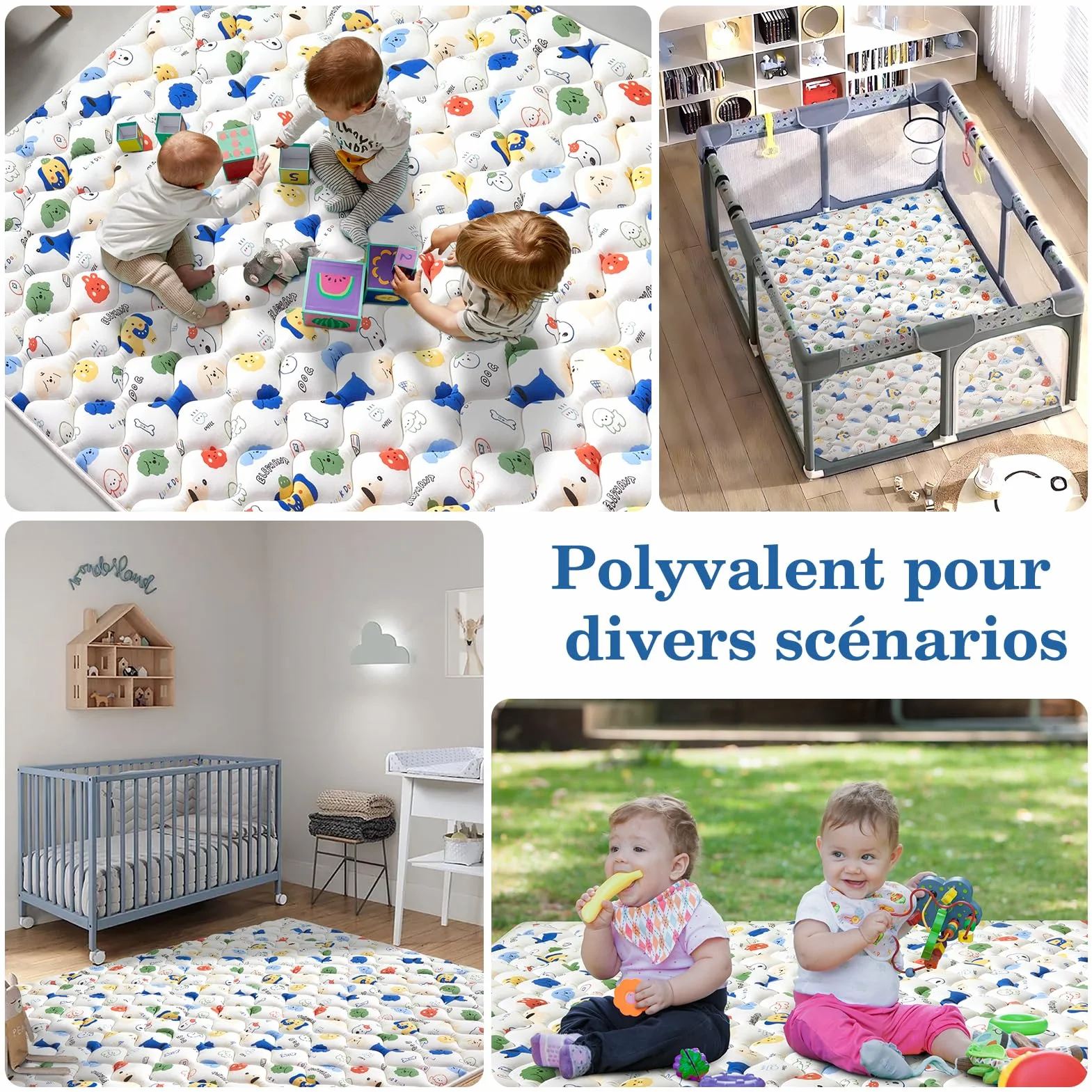 Tapis D'Éveil Bébé Pliable Epais 150x180cm Antidérapant Mousse Premium