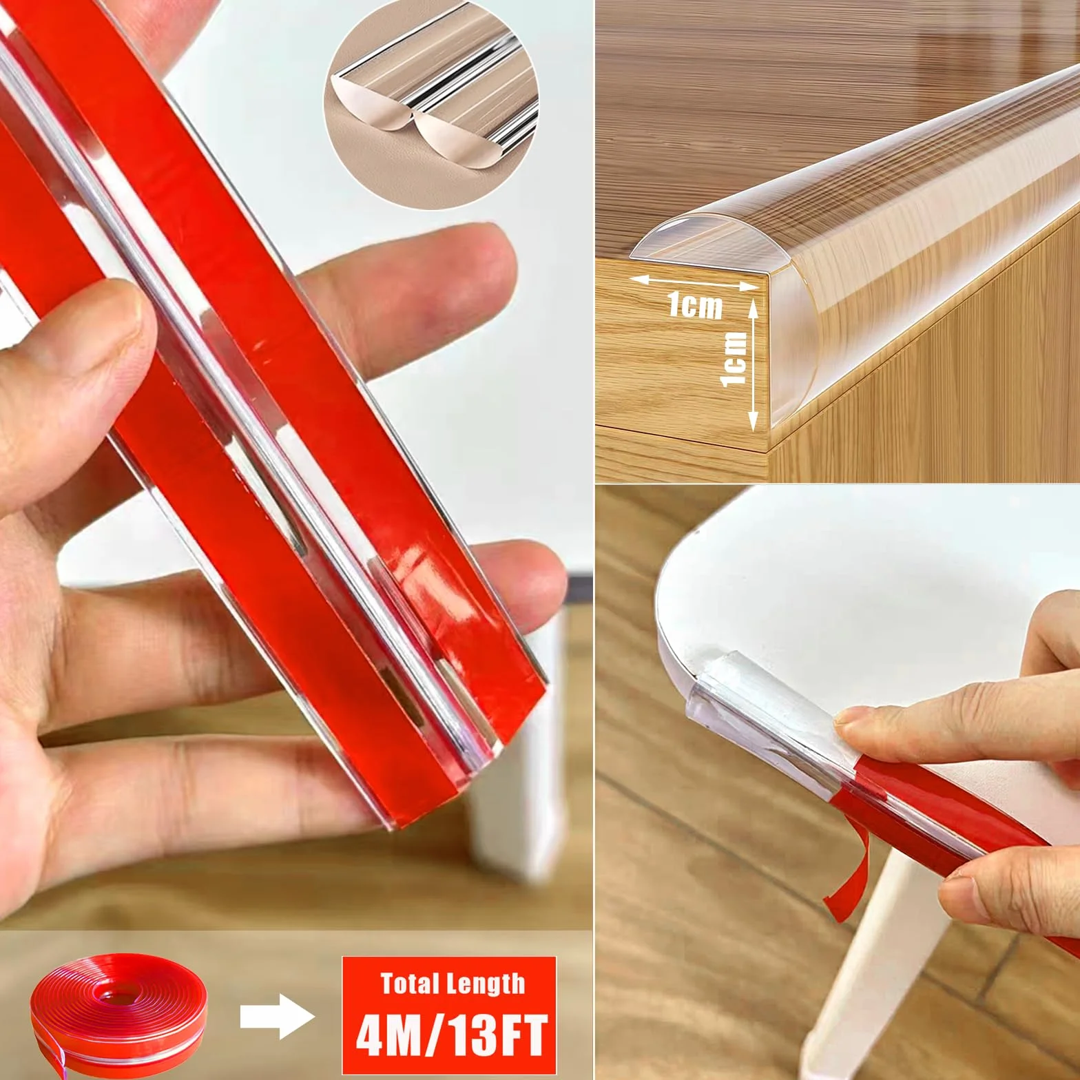 Protection transparente des angles en silicone 4 mètres, protection bords doux pour enfants, autocollant anti-coins tranchants pour meubles