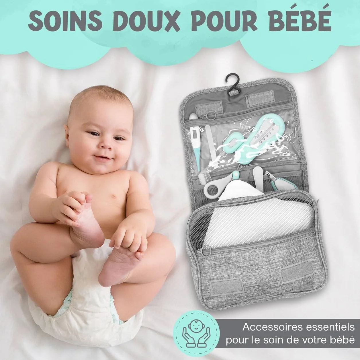 Kit Soin Bébé Naissance 13 Articles - Trousse de Soin Bébé Grand Format