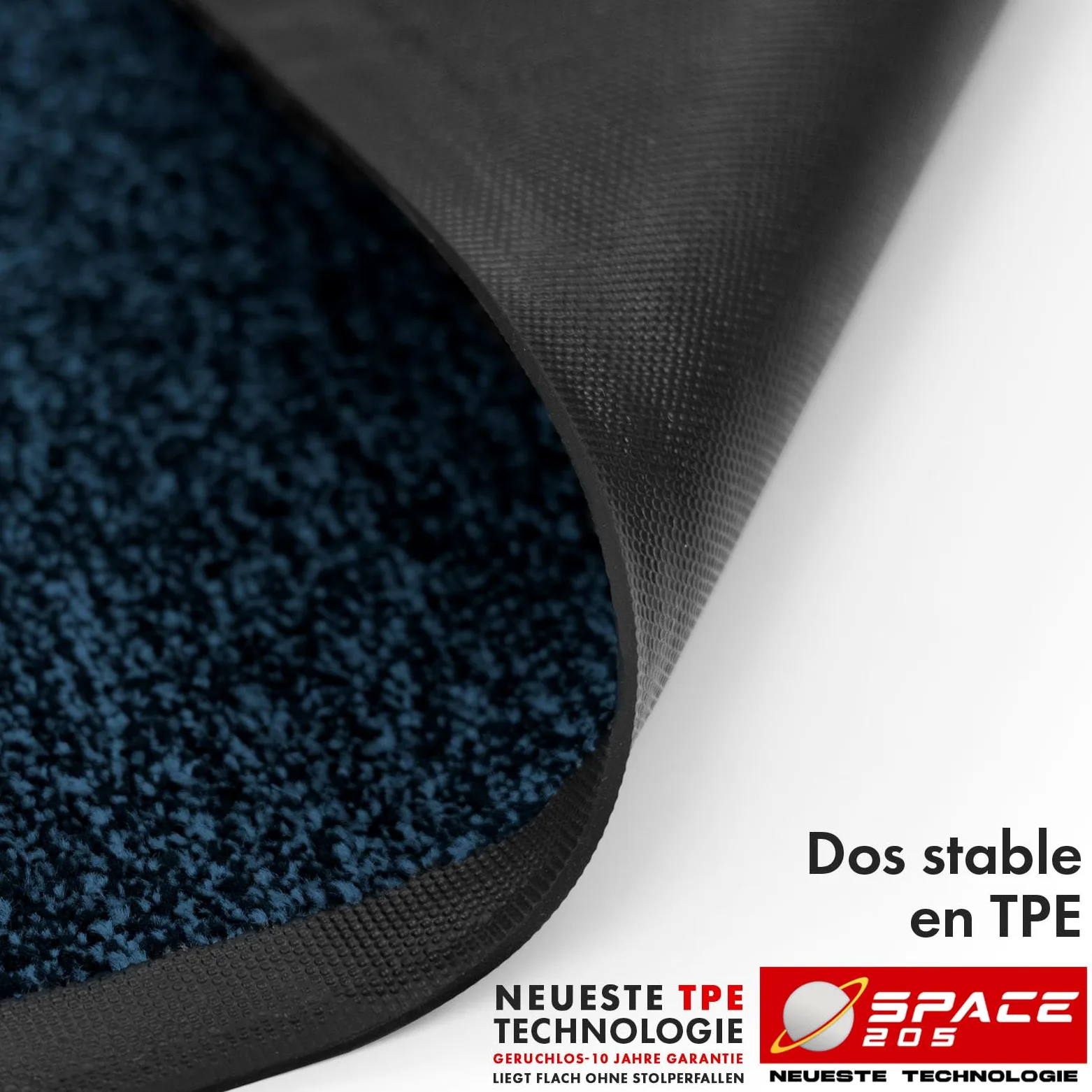 KARAT Paillasson Antidérapant pour les entrées, le couloir, tapis sous la porte d'entrée, avec technologie innovante TPE sur le bord et l'arrière, modèle Space 205 (Bleu, 120 x 180 cm)