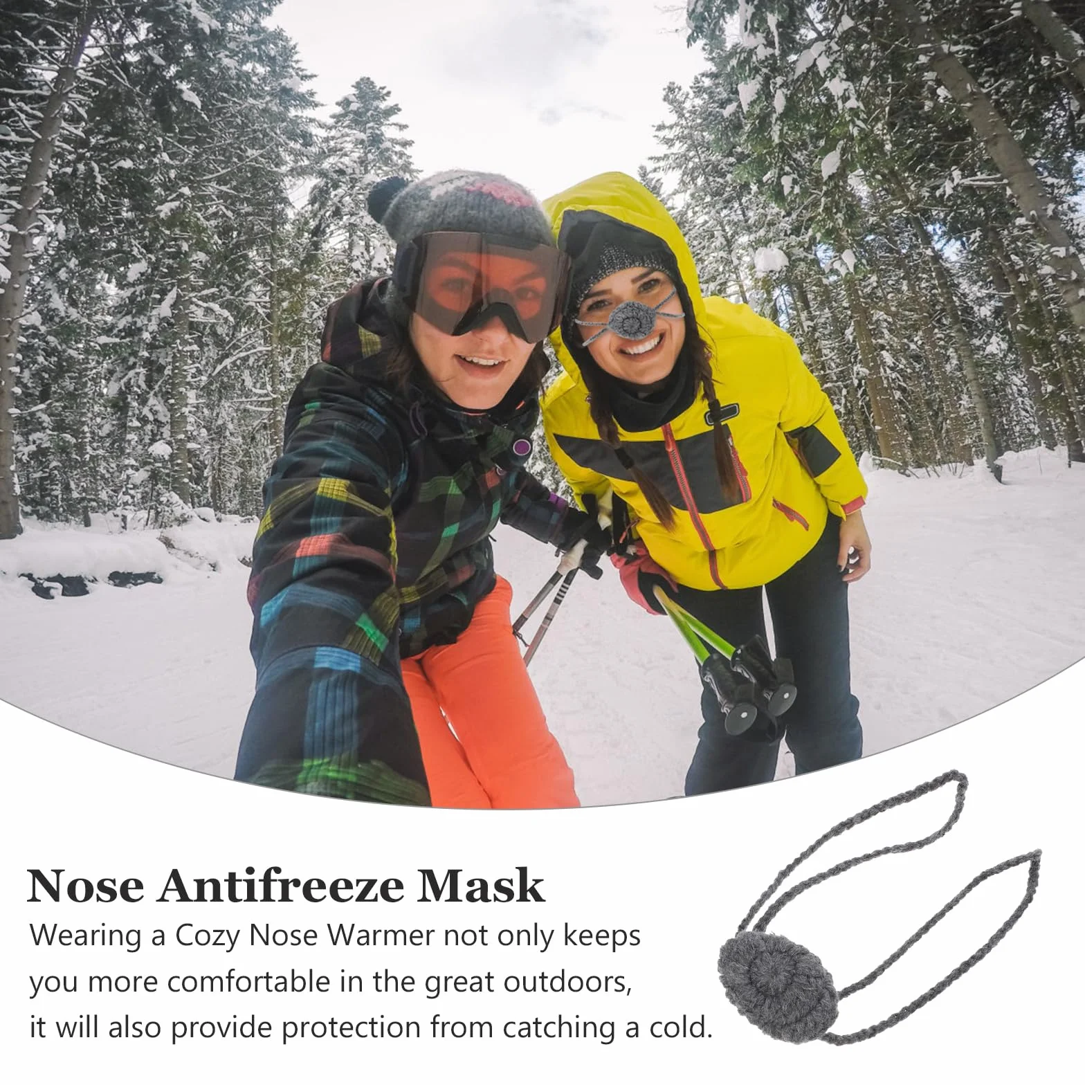 Milisten Chauffe-nez protection hiver 14x4,85 cm gris