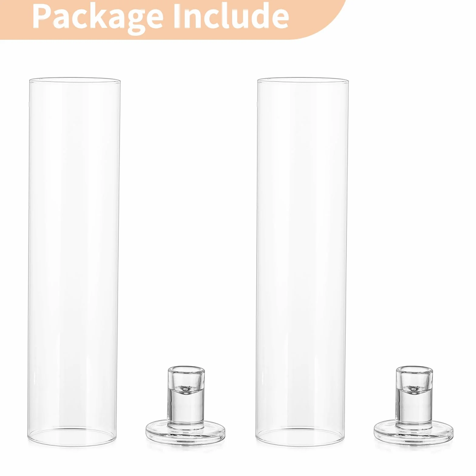 Bougeoirs en verre pour ouragan NUPTIO 28 cm transparents coupe-vent