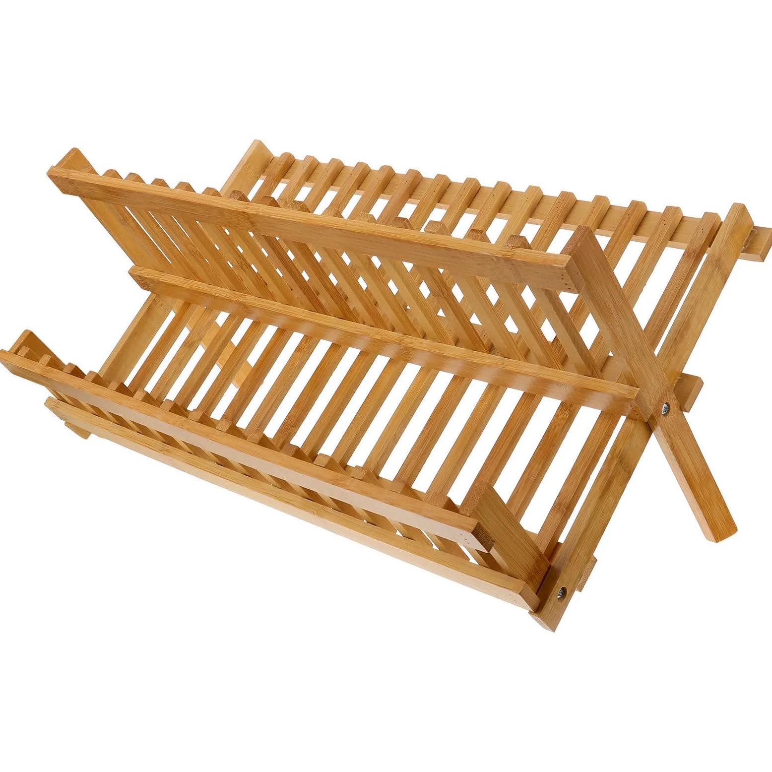 Angoily Étagère de Rangement Pliable en Bois Massif Étagère Pratique Égouttoir Vaisselle Compact Support Pliant Robuste pour Camping et Extérieur pour Assiettes et Ustensiles