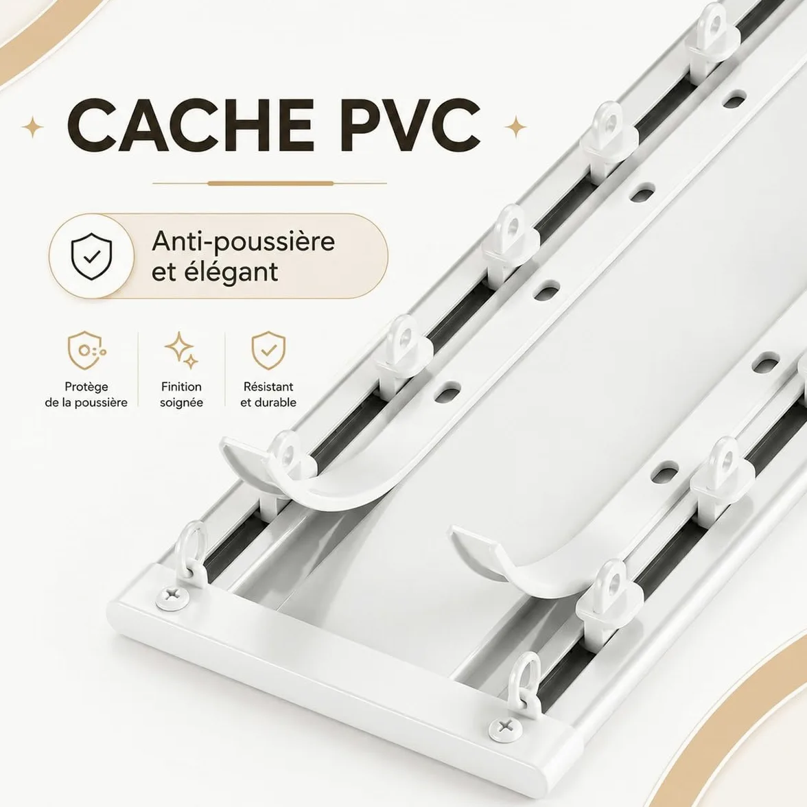 Tringle Rideau Extra-Plat Plafond, Rail de Rideau Double 2 Voies en Aluminium Robuste, Système Coulissant Silencieux, Salon, Séparateur de Pièce, 150-500cm, Finition Blanc