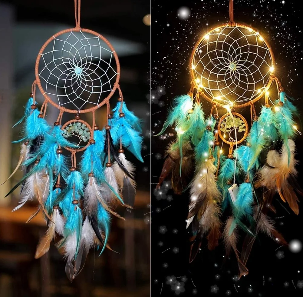 Violet LED Dream Catcher Décoration Murale Indienne pour Chambre